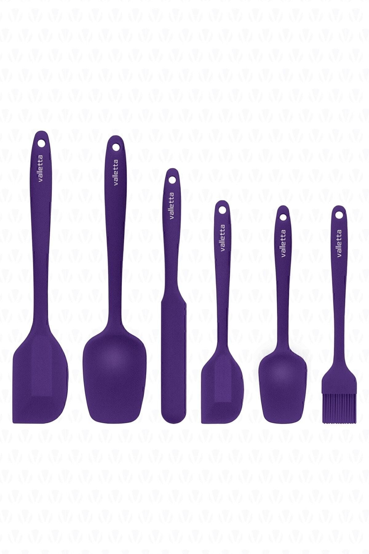 Drongo Isıya Dayanıklı Yanmaz Yapışmaz Silikon Spatula Seti 6 Parça Mor