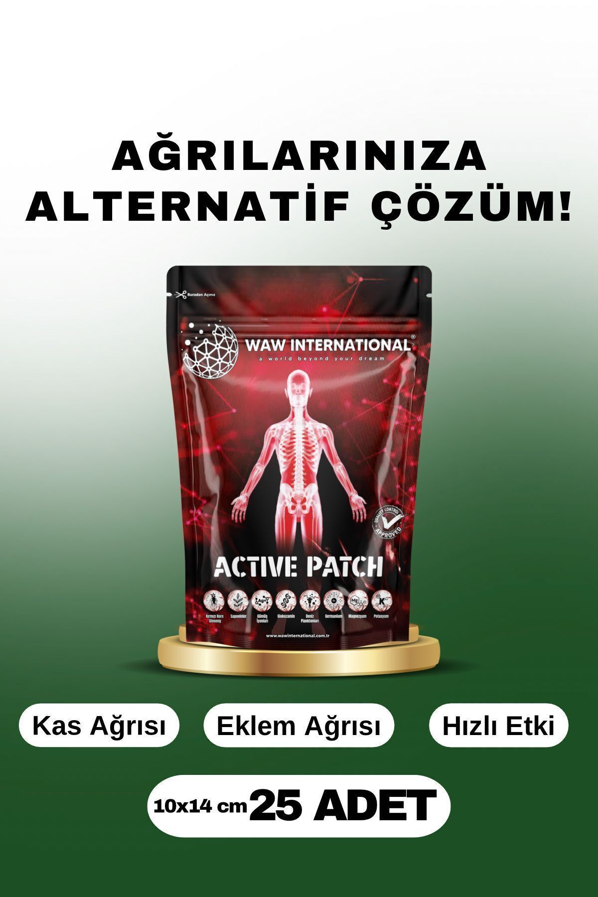 Active Patch – Kas Ve Eklem Ağrıları Için Doğal Bant | Anında Rahatlama Ve Uzun Süreli Etki 25 Adet