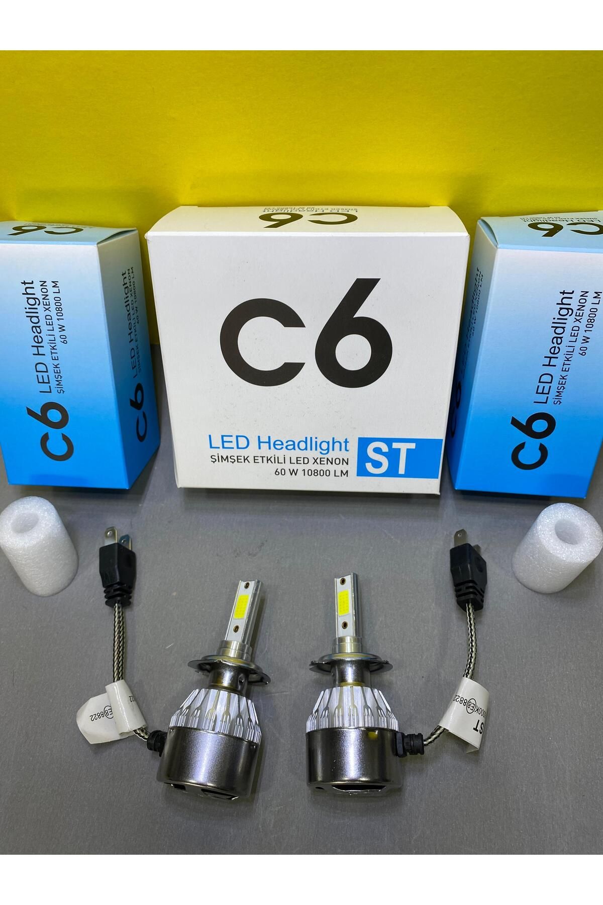 C6 BEYAZ H7 ŞİMŞEK ETKİLİ LED XENON 10800 LÜMEN SOĞUTUCU FANLI