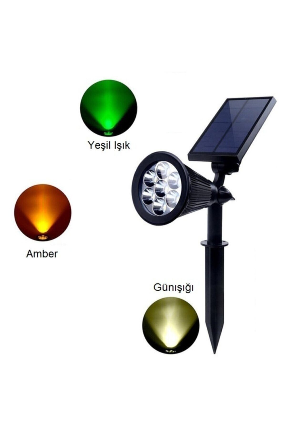 7w Solar Güneş Enerjili Kazıklı Çim & Bahçe Aydınlatma Armatürü, Beyaz Işık