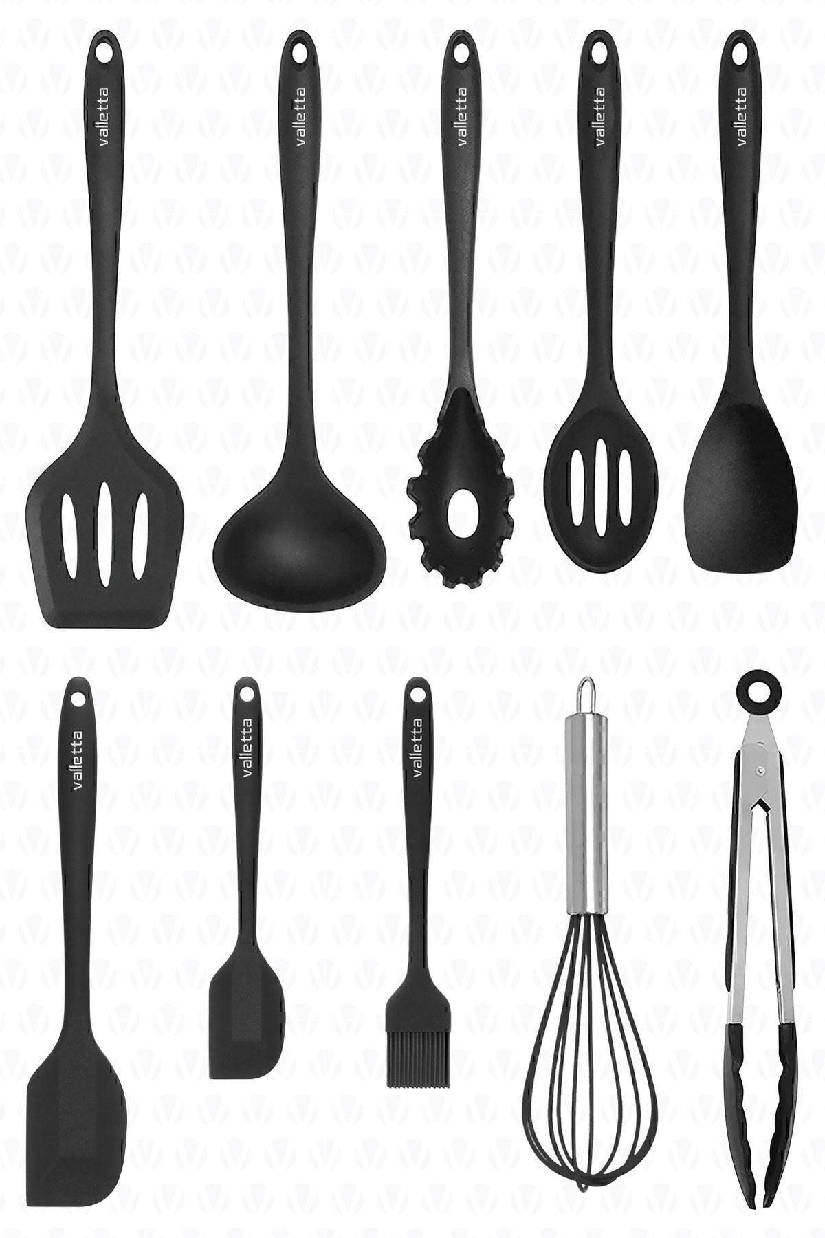 Salvatore 10 Parça Spatula Set Siyah