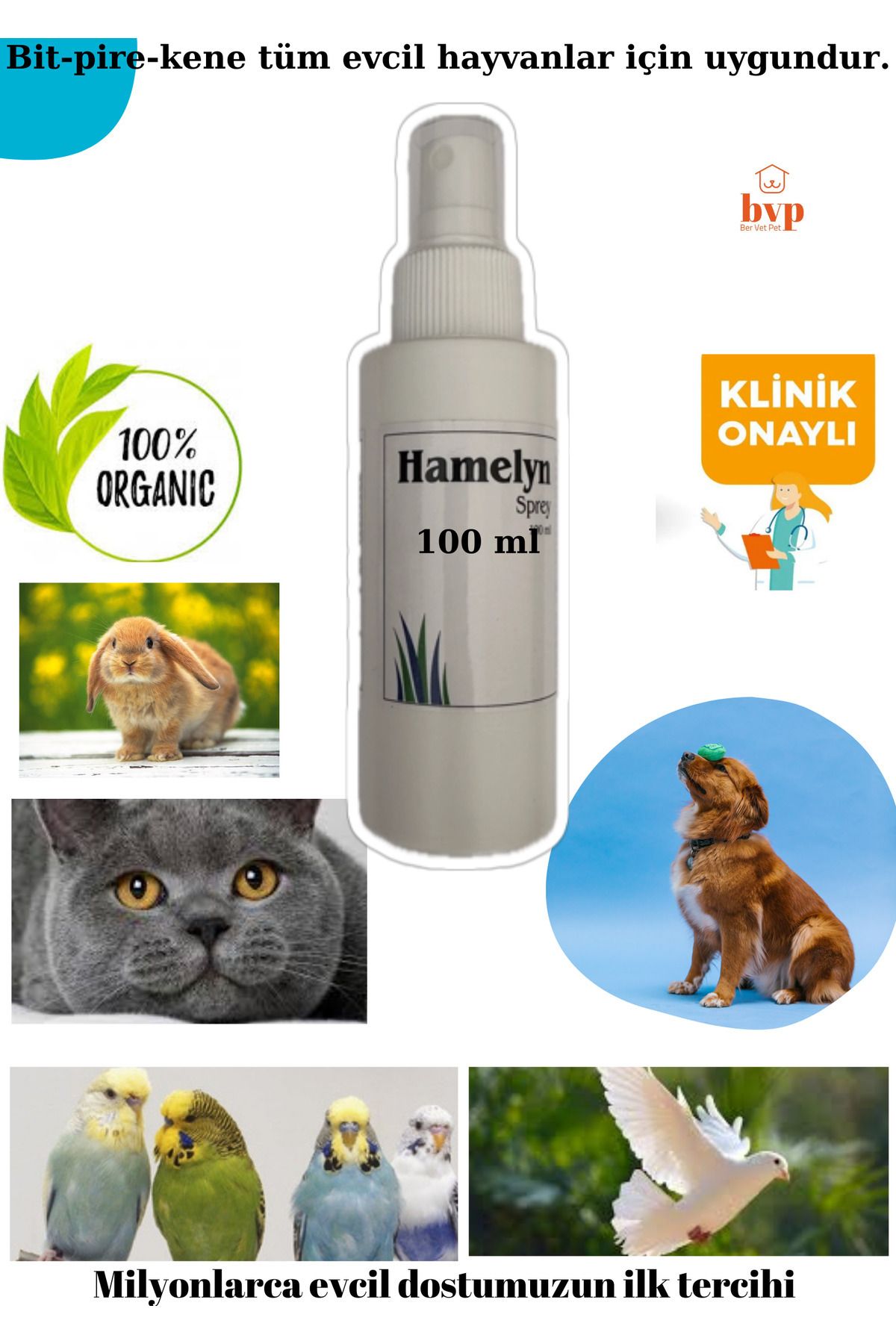 Hamelyn 100ml Bit, Pire Spreyi Kene,karınca, Sivrisinek Köpek, Kedi, Kafes Kuşları, Tavşan