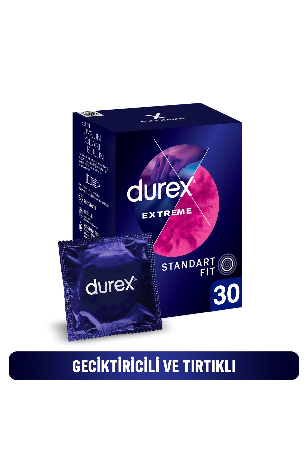 Extreme Geciktiricili ve Tırtıklı Prezervatif 30'lu, Standart Fit