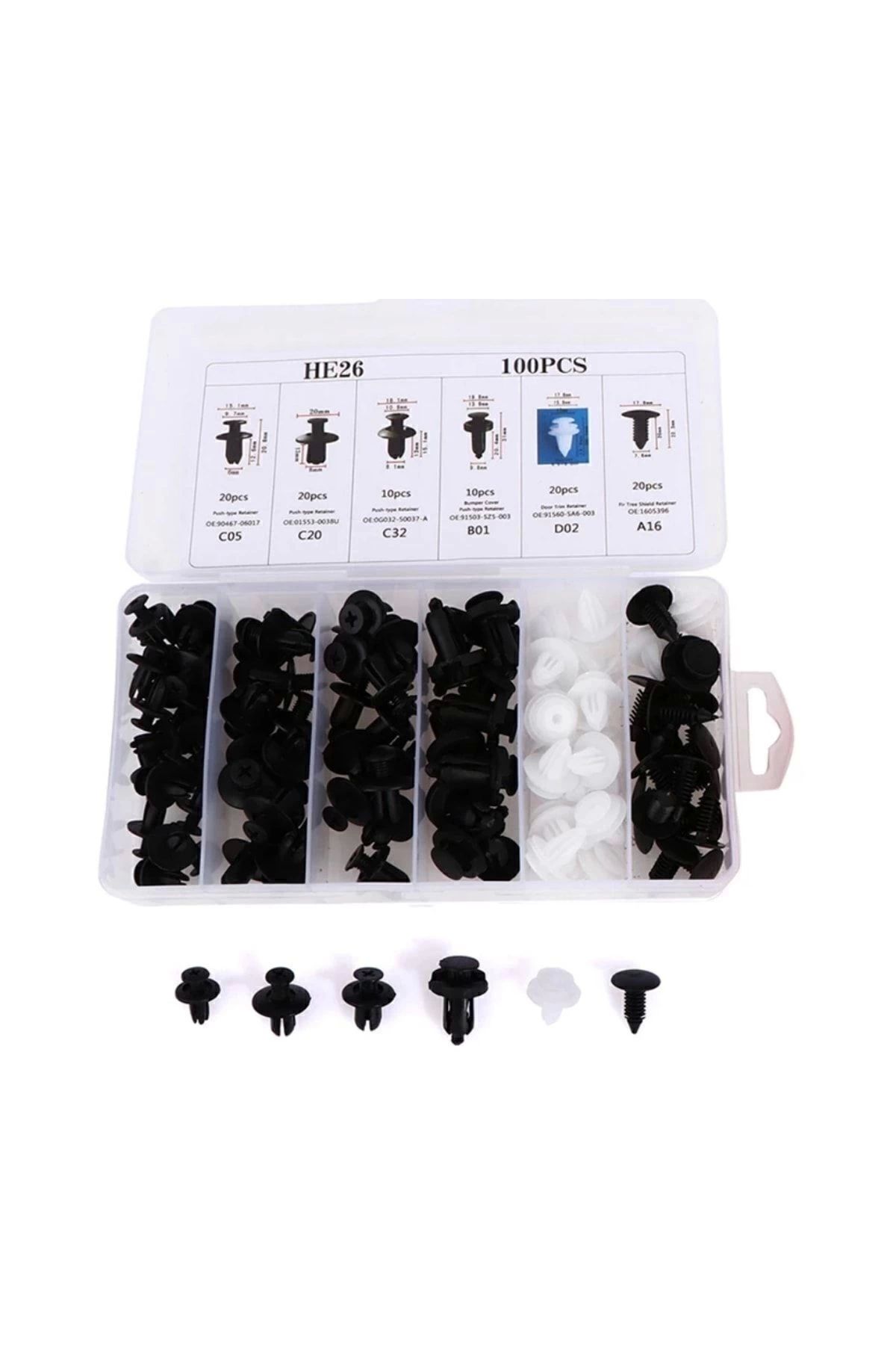 6 Boyutu 100 Adet Oto Fastener Klips Tampon Kapı Pervazı Tutucu Raptiye Seti
