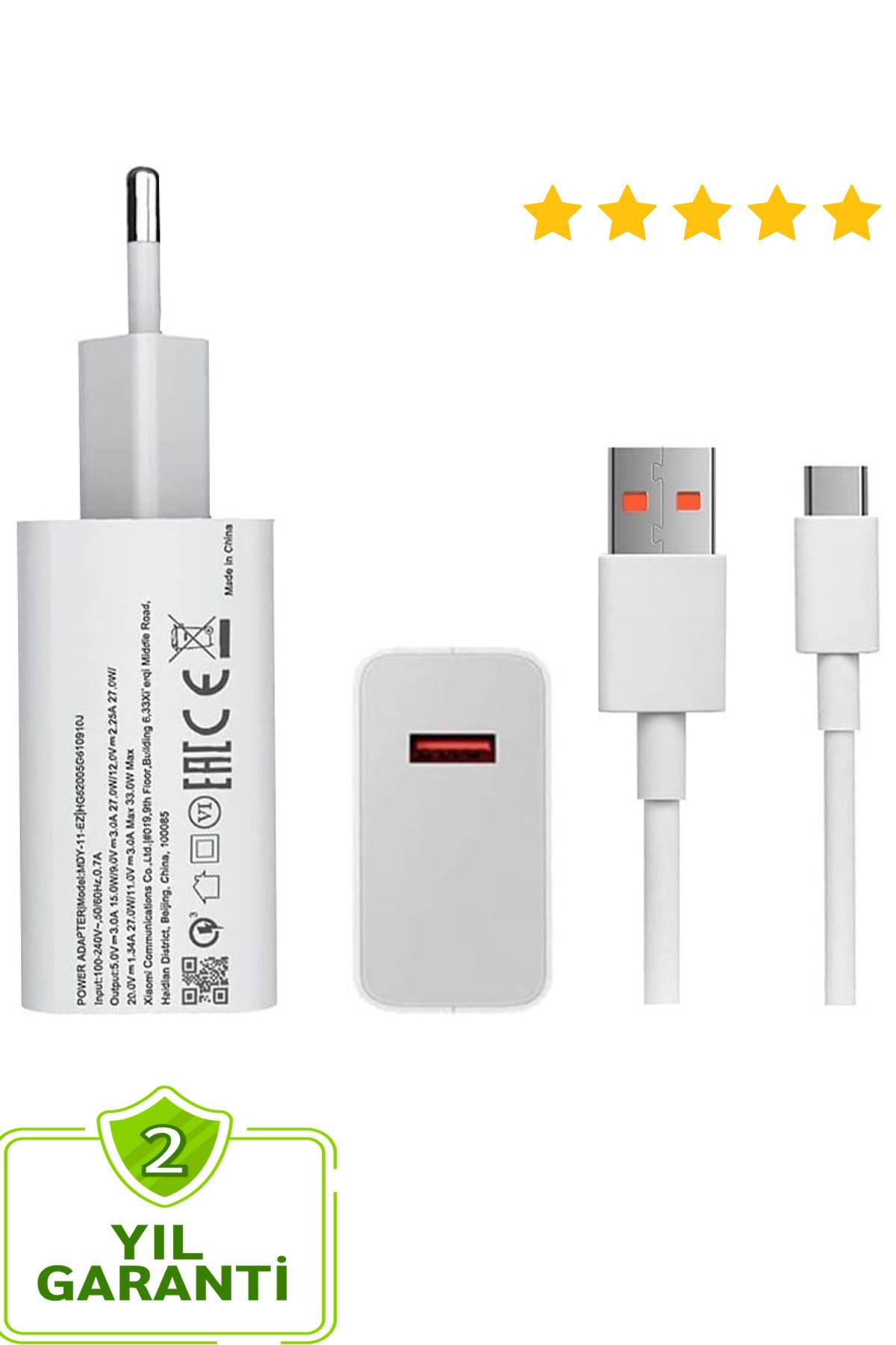 Xiaomi Uyumlu Type C 33w Hızlı Şarj Cihazı Şarj Aleti Kablo + Adaptör Hızlı Turbo Şarj Aleti 5a
