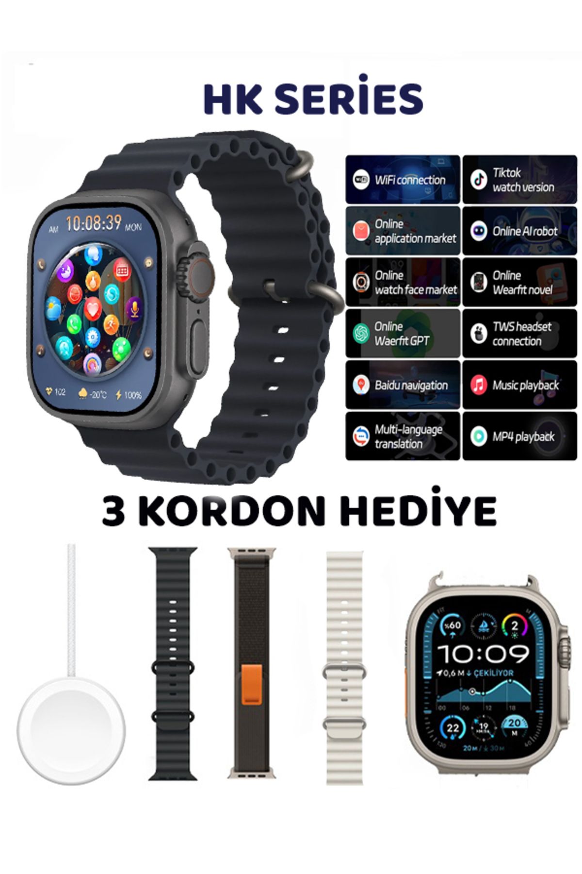 Watch Series 10 Tüm Telefonlara Uyumlu Amoled Ekran 49mm Chatgpt Tüm Bildirimler Aktif