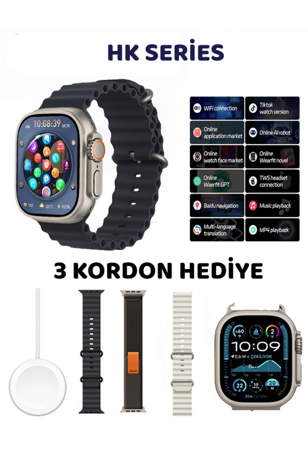 Watch Series 10 Tüm Telefonlara Uyumlu Amoled Ekran 49mm Chatgpt Tüm Bildirimler Aktif