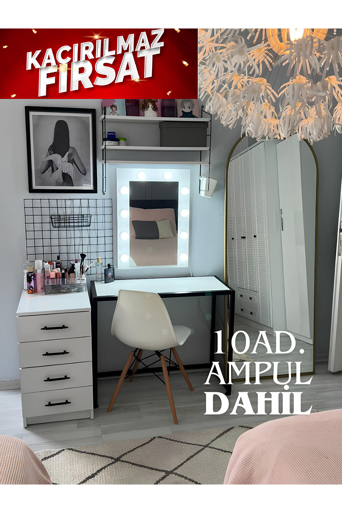 Home | Işıklı Solist Makyaj Aynası | Kulis Aynası | 68x50 Cm | Makyaj Aynası 10AD. AMPUL DAHİL