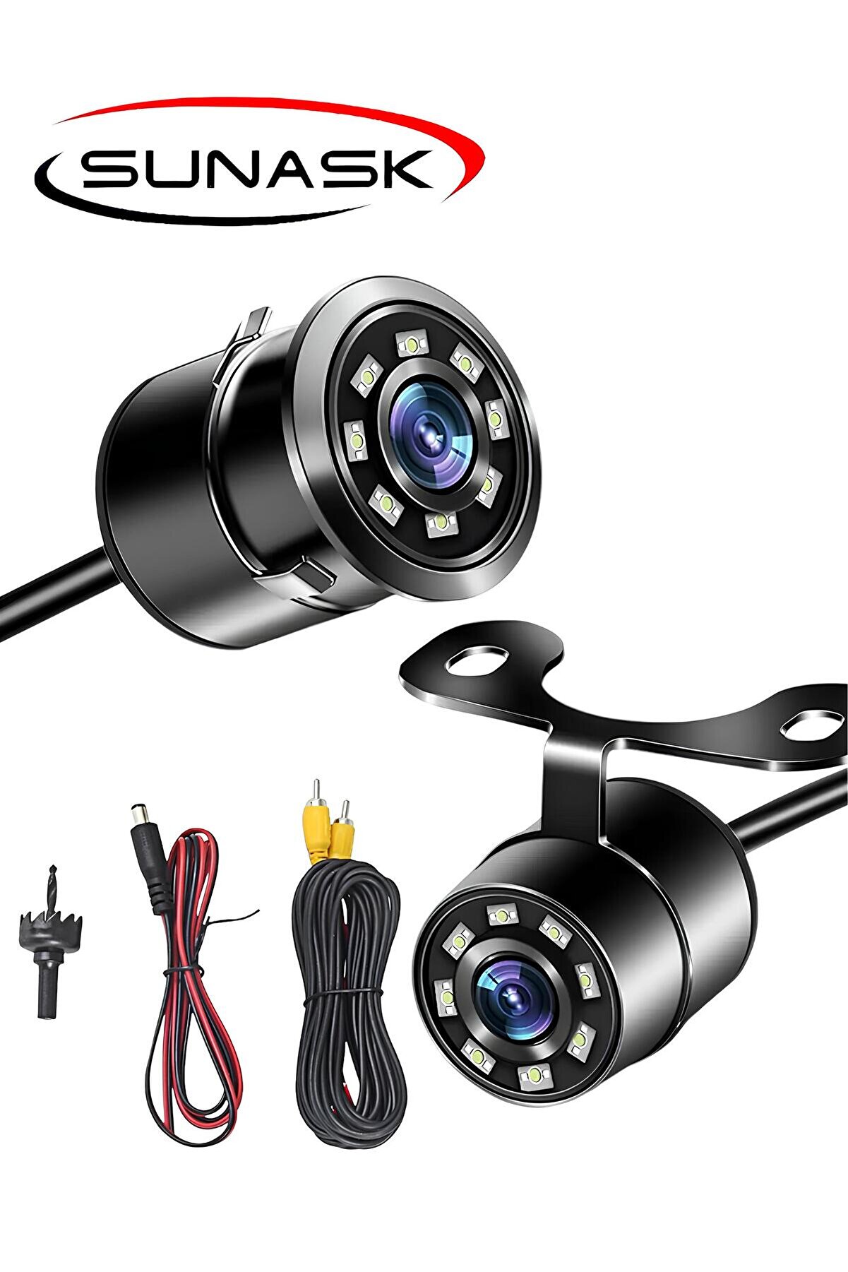 Geri Görüş Park Kamerası 8 Led Park Çizgili Gece Görüşlü Çift Aparatlı