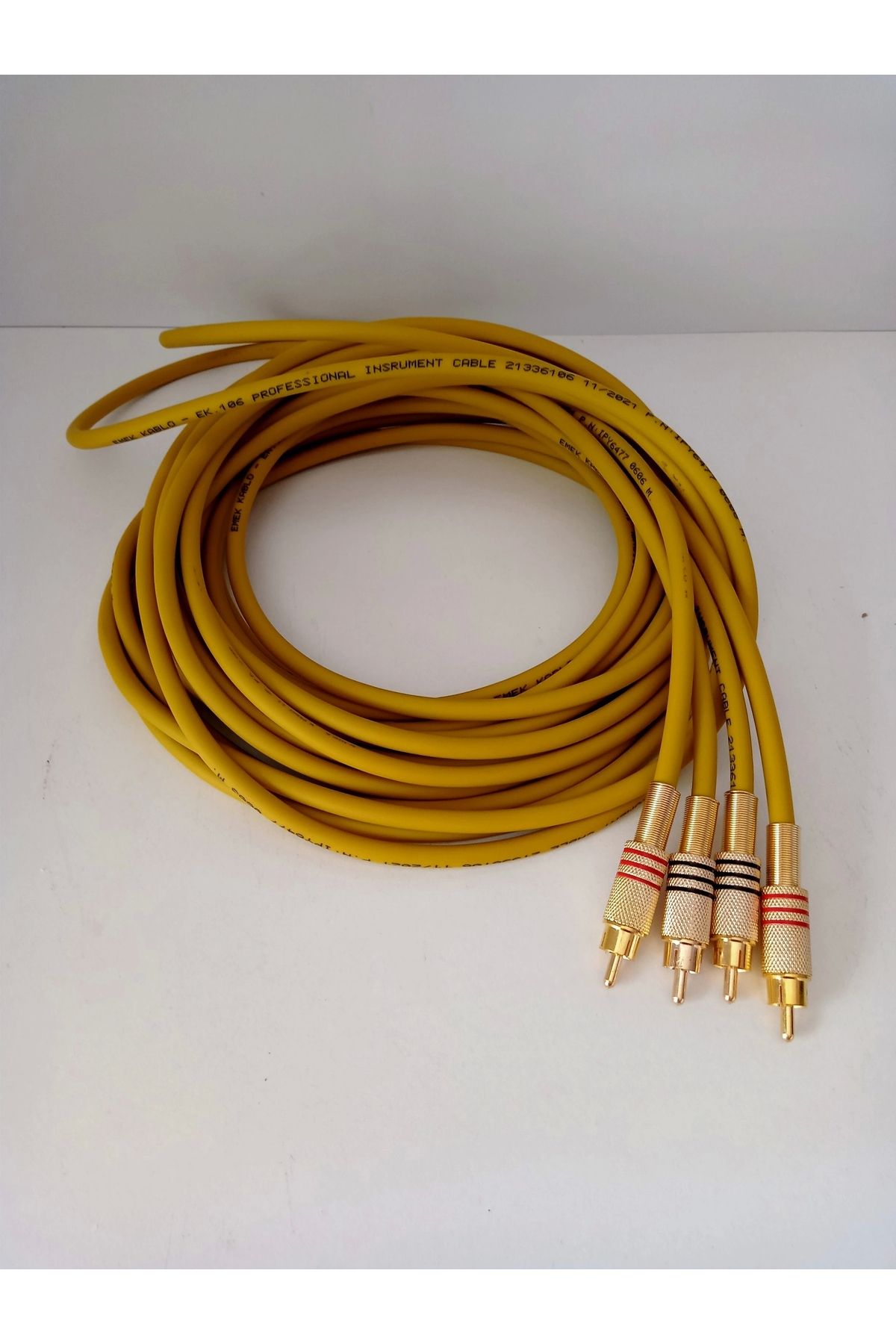 Amfi Rca Kablosu 5 Metre %100 Bakır Sarı Rca Ses Aktarım Kablosu El Yapımı 5 Metre