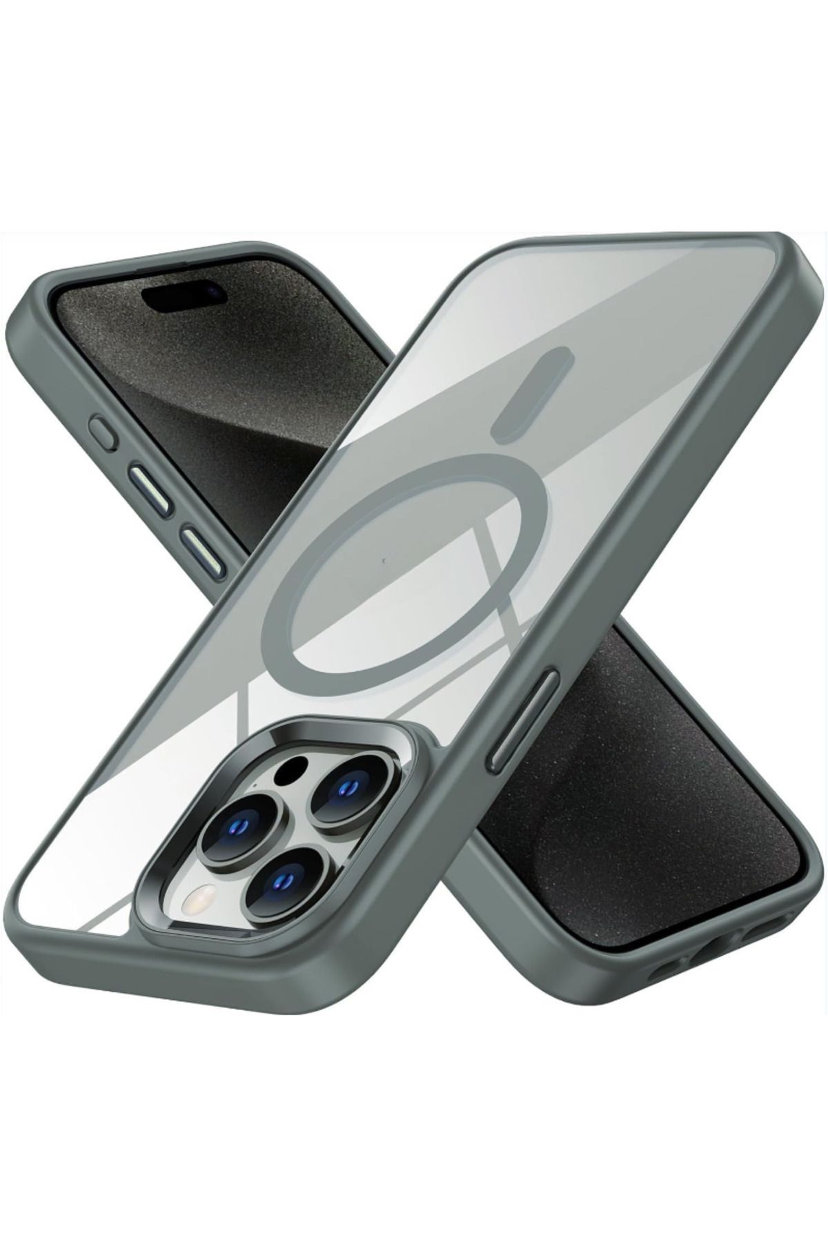 İphone 15 Pro Max Uyumlu Kılıf Kamera Çıkıntılı Magsafe Destekli Kenarı Renkli Hassas Butonlu Kapak
