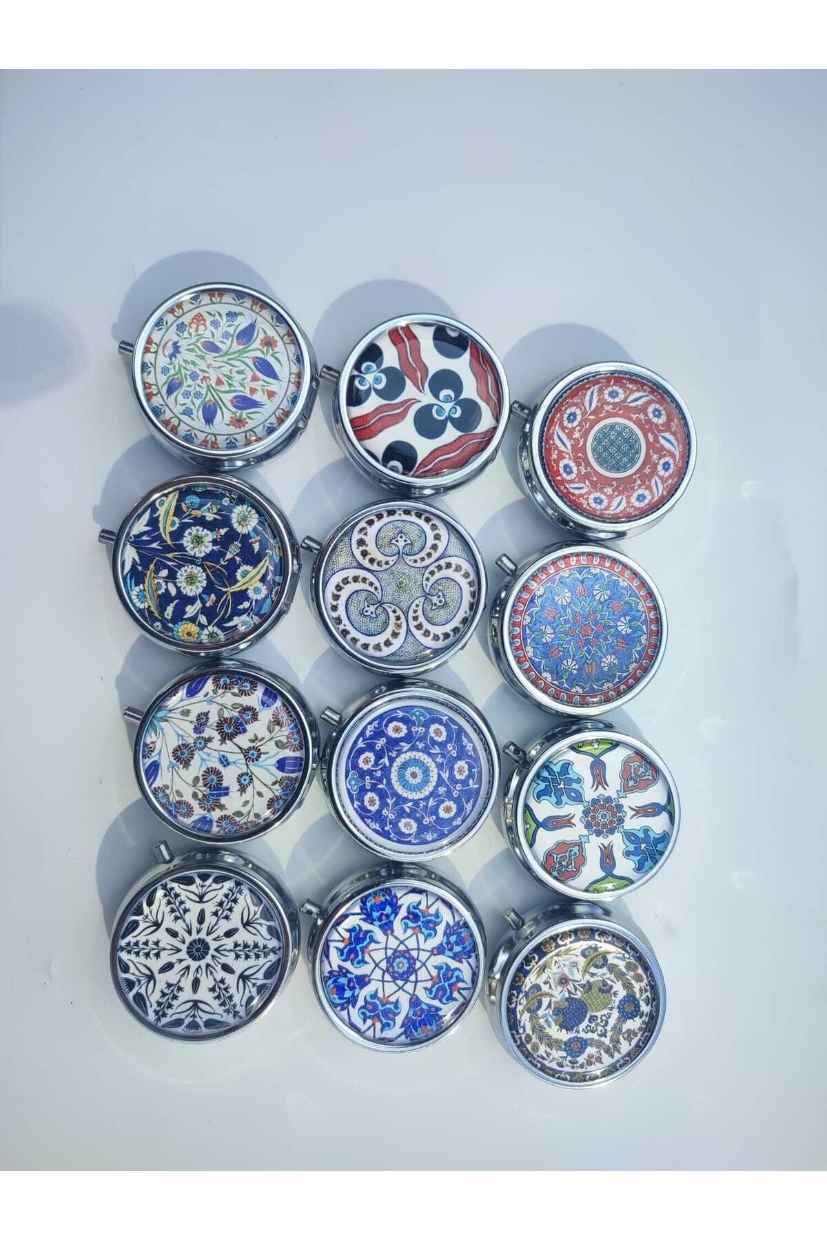 Metal Cep Küllük,kapaklı Küllük Erkek Cep Küllük Çini Desenli