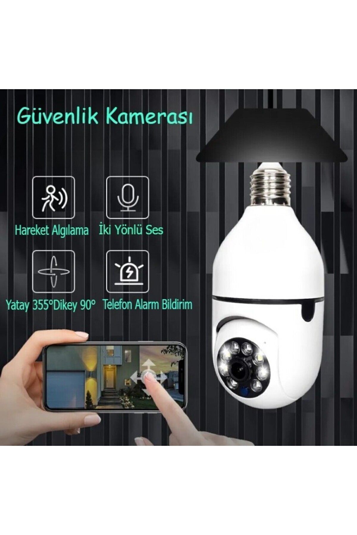 Ampul Kamera Harekete Duyarlı Gece Görüşlü Kablosuz Bebek Izleme Kamerası Güvenlik Akıllı Wifi Ampül