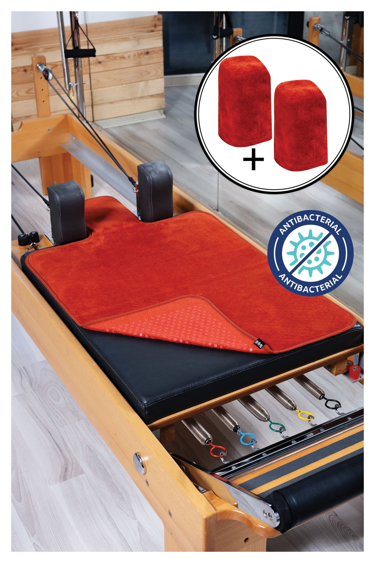 Antibakteriyel Kiremit Rengi Pilates Reformer Havlusu Omuzluk Kılıfı, Kaydırmaz Reformer Mat Towel