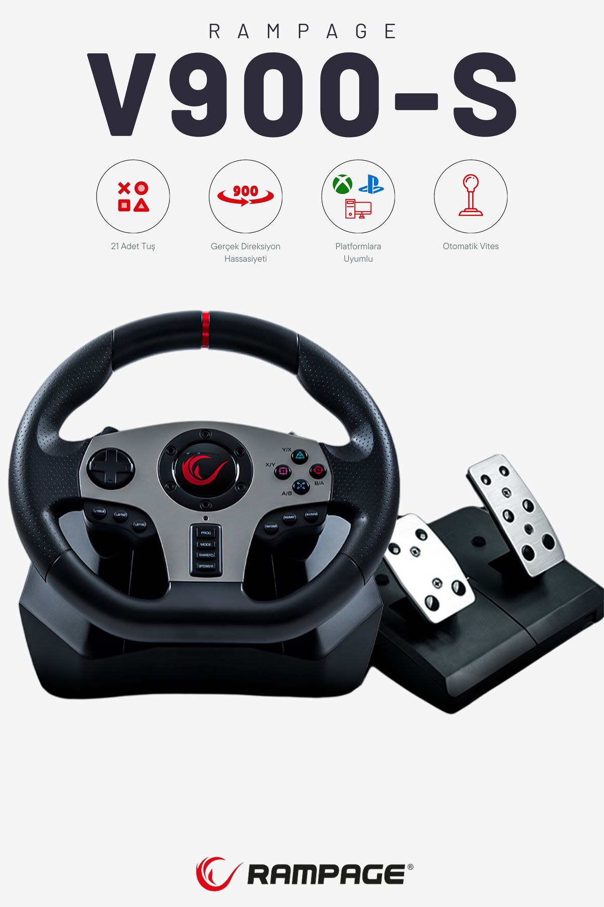 V900-s Ps3/ps4/pc/xboxone/xbox360 Uyumlu 6ın1 Pedallı Gaming Oyuncu Direksiyonu Direksiyon Seti