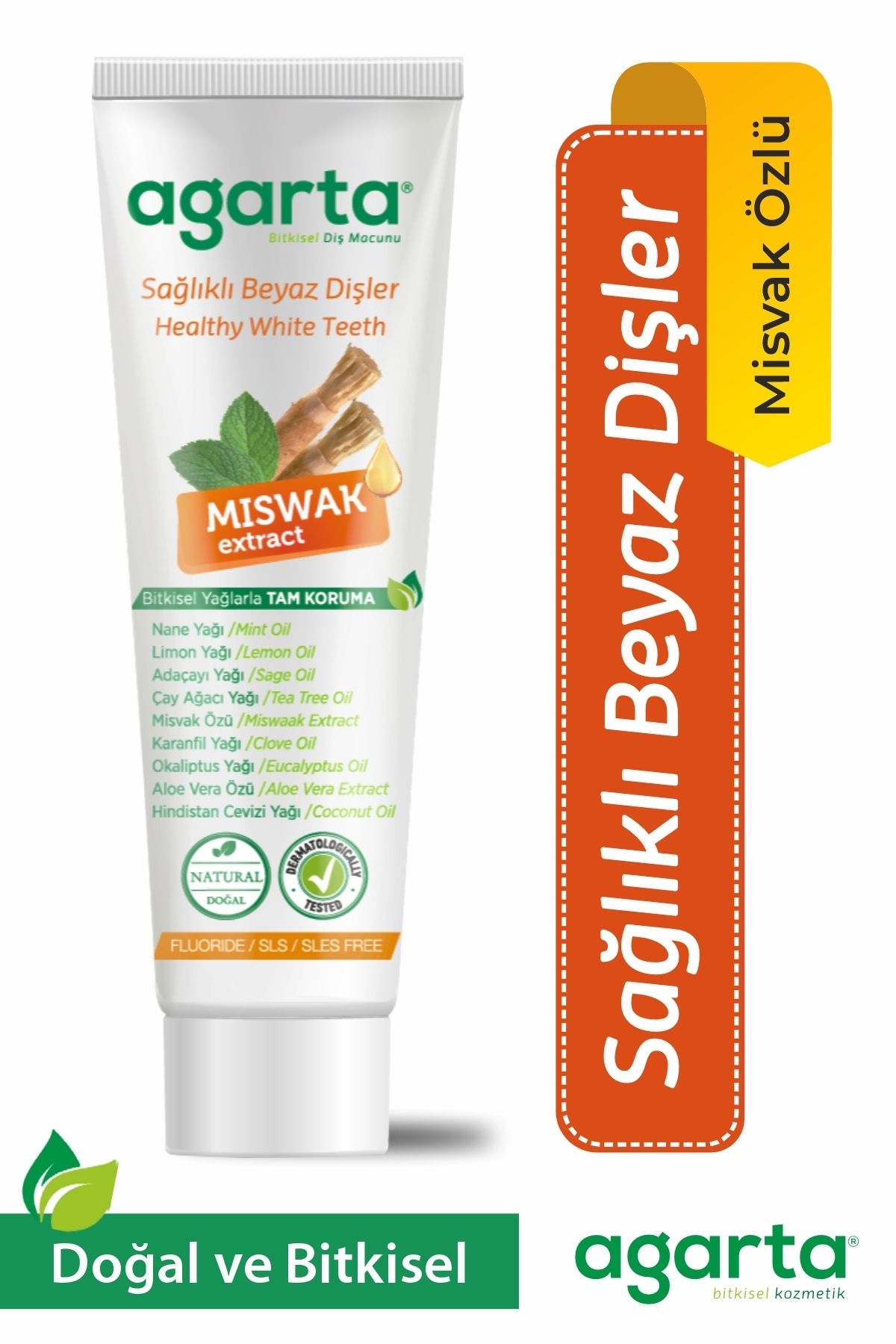Doğal Misvak Özlü Florürsüz Beyazlatıcı Diş Macunu 100 ml