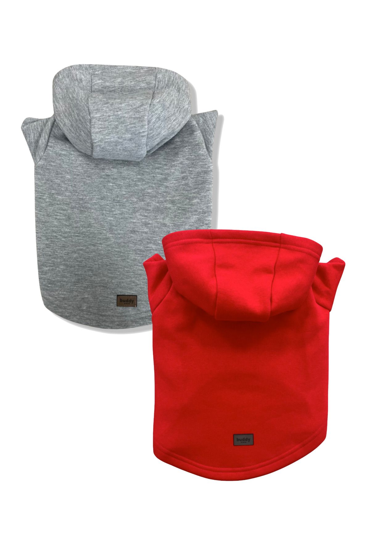 Kedi & Köpek Kıyafeti Elbiseleri Kıyafetleri Sweat - Baskısız Gri & Kırmızı 2'li Set Sweat