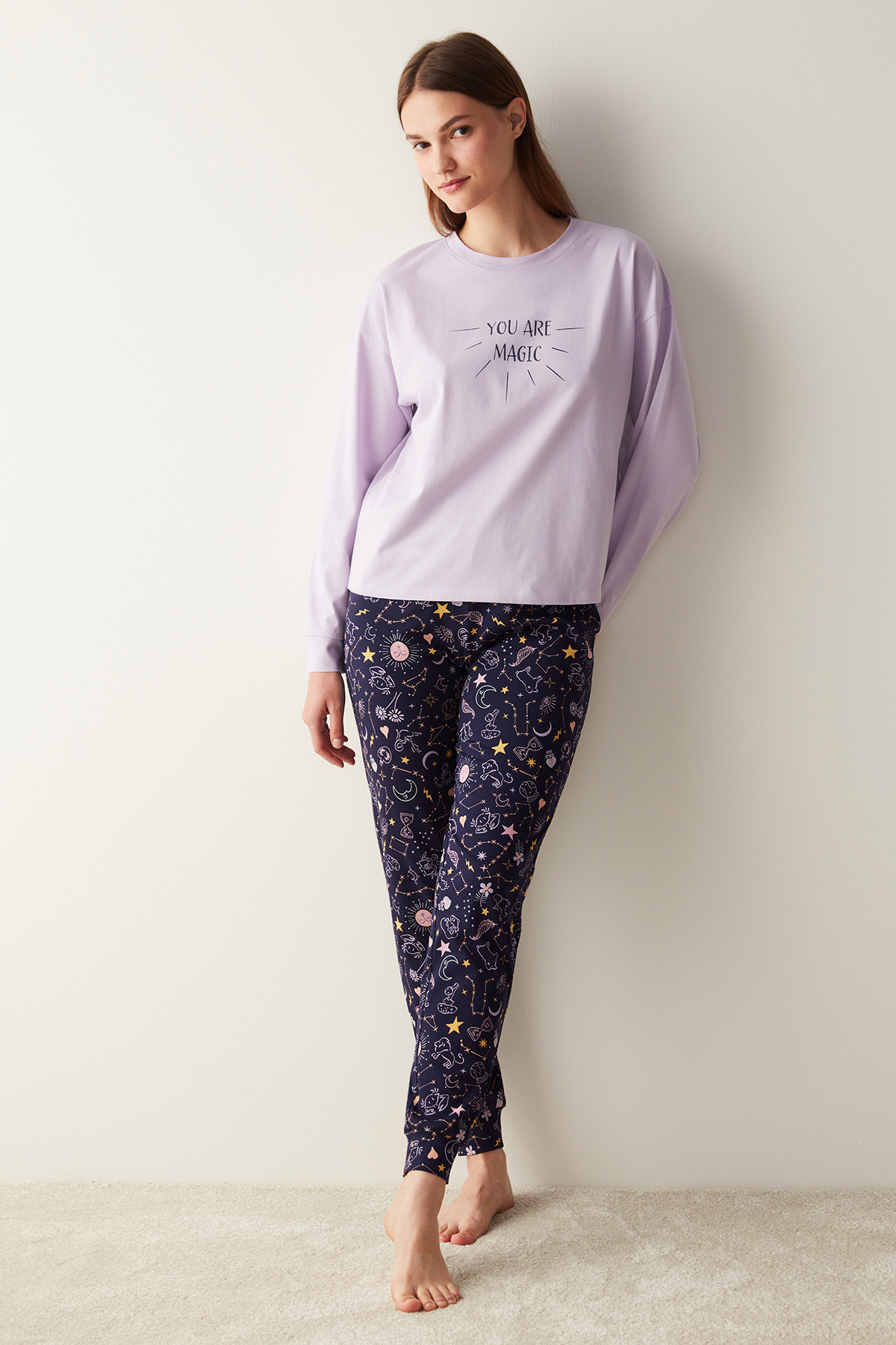 Zodiac Sweatshirt Lila Pijama Üstü