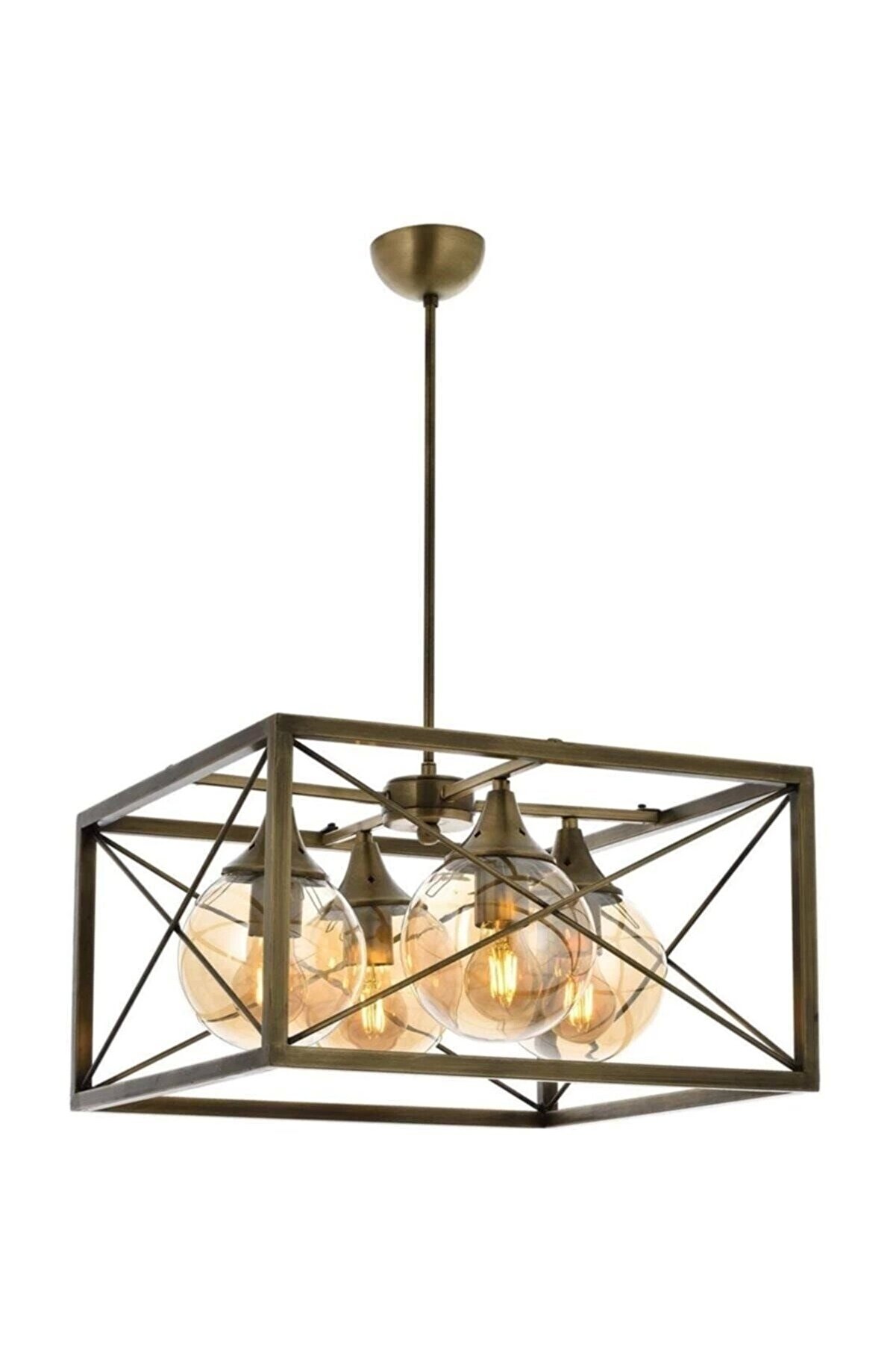 -av-1732-4e Eskitme Kaplama Modern Avize, E27, Metal, Cam, 45cm (AMPUL DAHİL DEĞİLDİR)