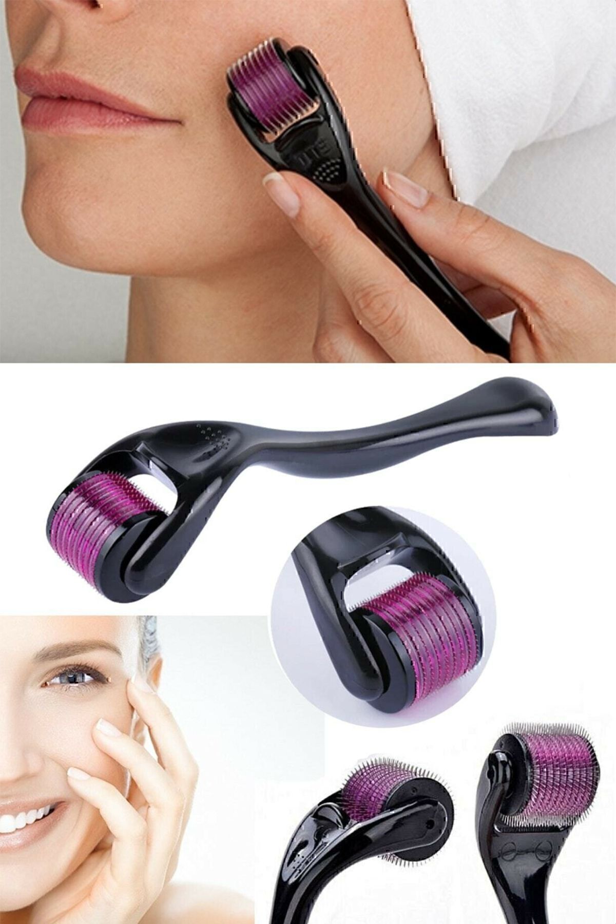 Titanyum Uçlu 540 Iğneli Derma Roller 0.5 Mm Iğne M 0009 Saç Kaş Serum Kullanımına Uygun