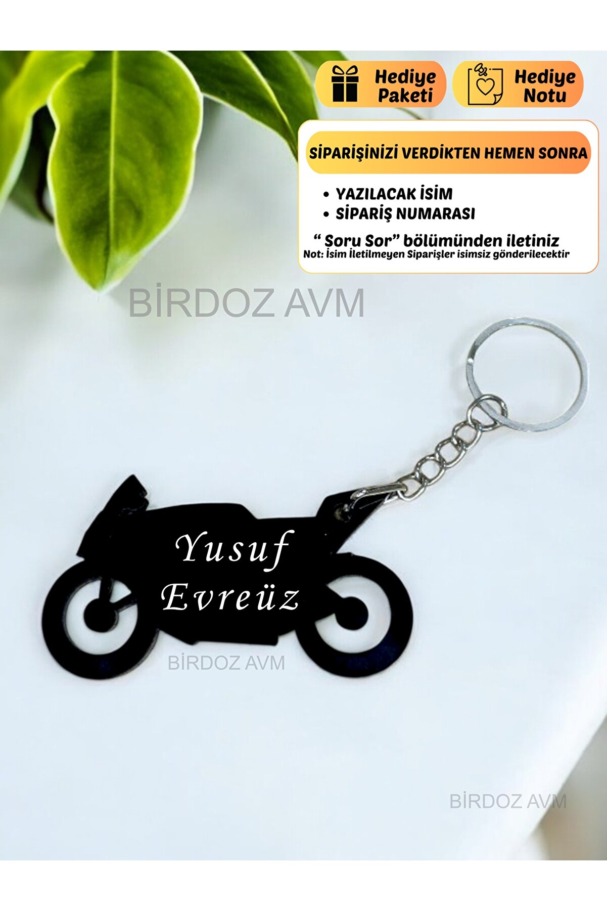 Kişiye Özel Isimli Hediyelik Motor Tasarım Pleksi Anahtarlık Çift Taraflı