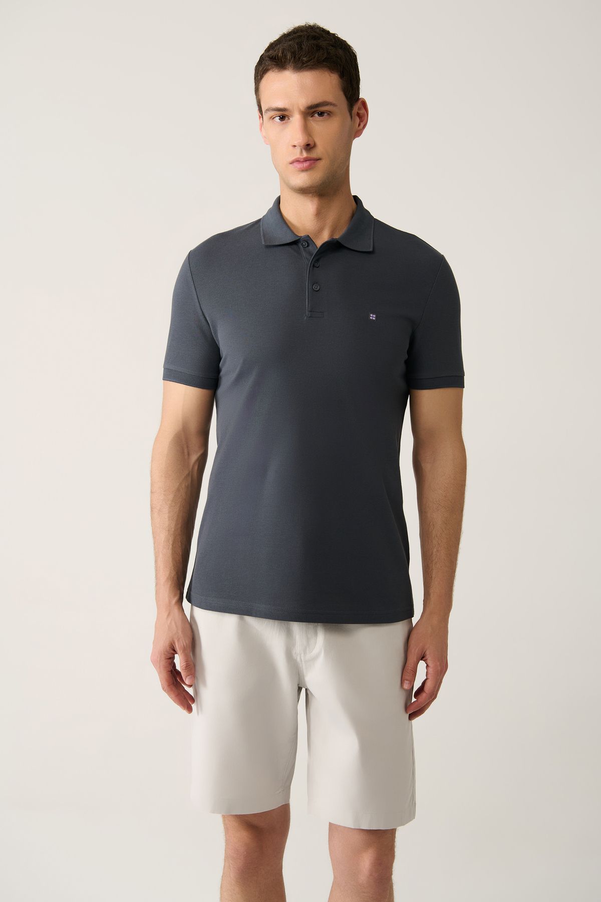 Erkek Antrasit %100 Pamuk Serin Tutan Polo Yaka T-shirt E001004