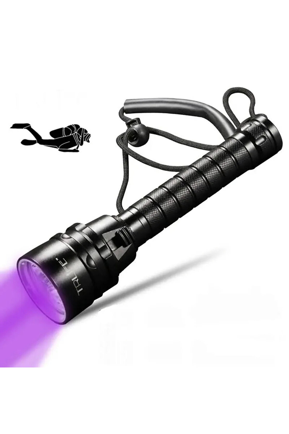 UV-5LED profesyonel tüplü dalış feneri ultraviyole mor ışık dalış feneri 2 pil şarj cihazı dahil