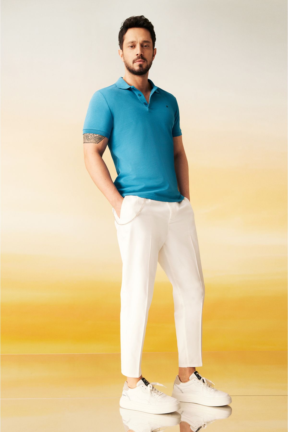 Erkek Koyu Mavi %100 Pamuk Serin Tutan Polo Yaka T-shirt E001004