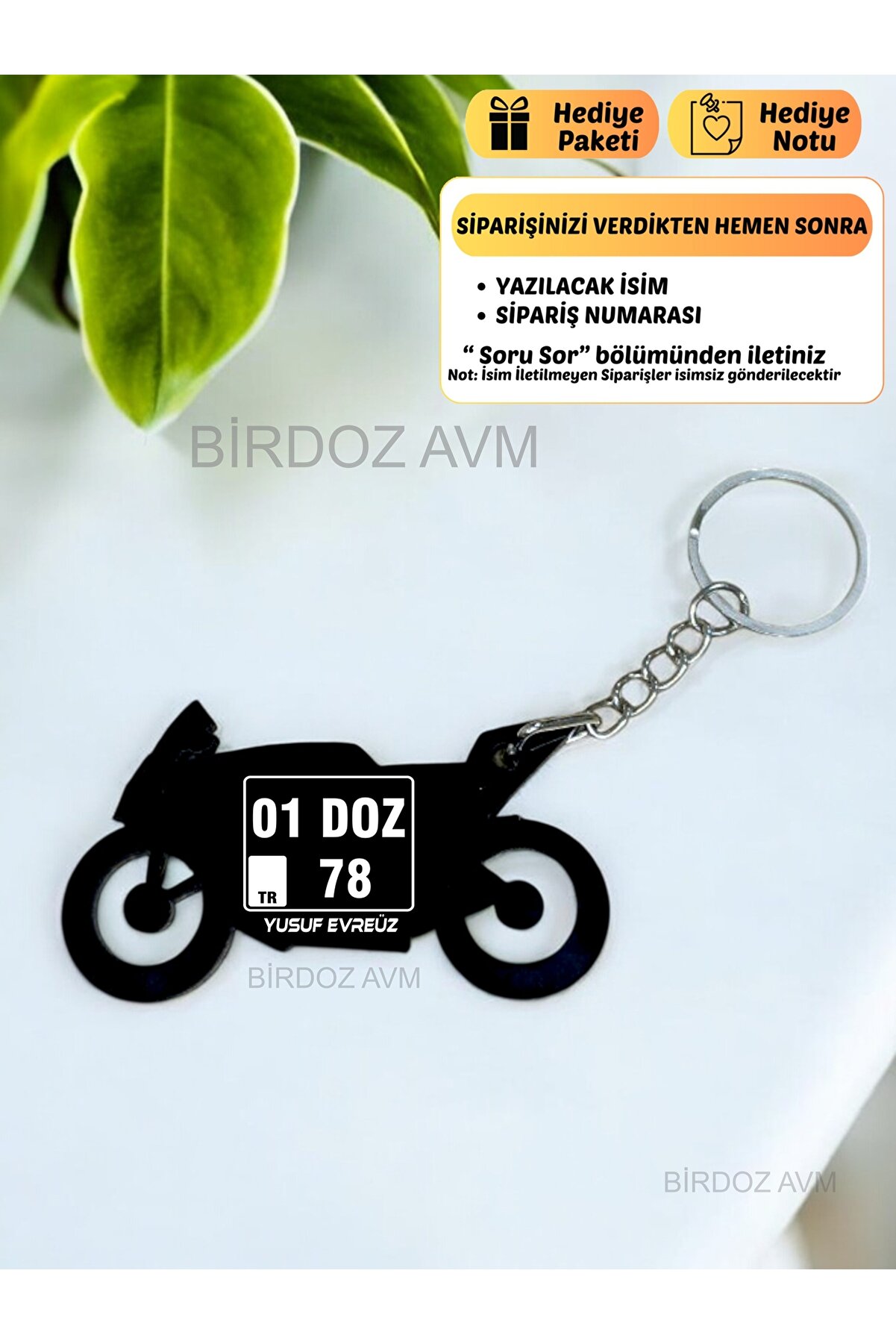 Kişiye Özel Isimli Hediyelik Motor Plaka Motor Tasarım Pleksi Anahtarlık - Çift Taraflı