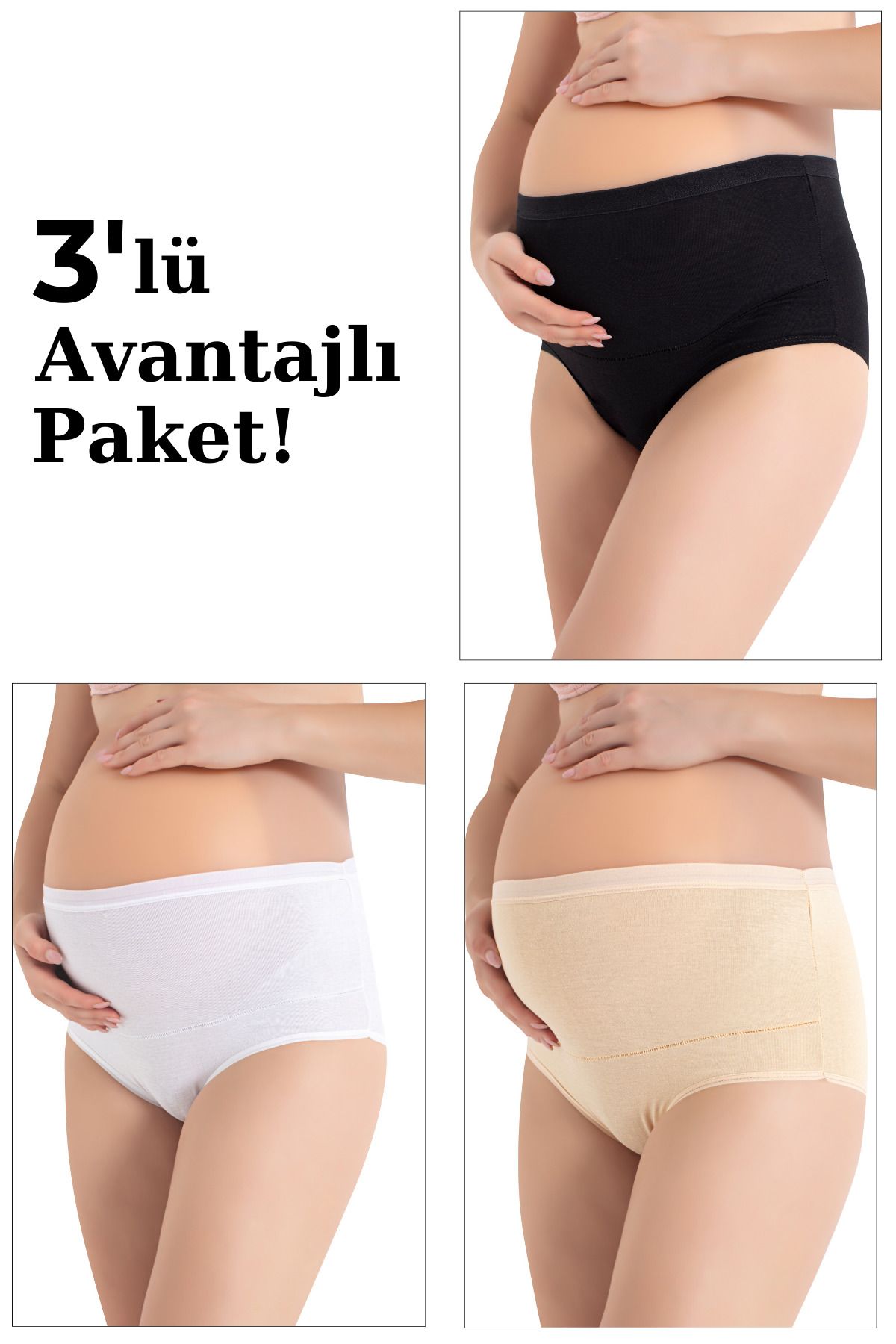 %100 Pamuk Toparlayıcı Hamile Külodu Karışık Renkli 3'lü Paket