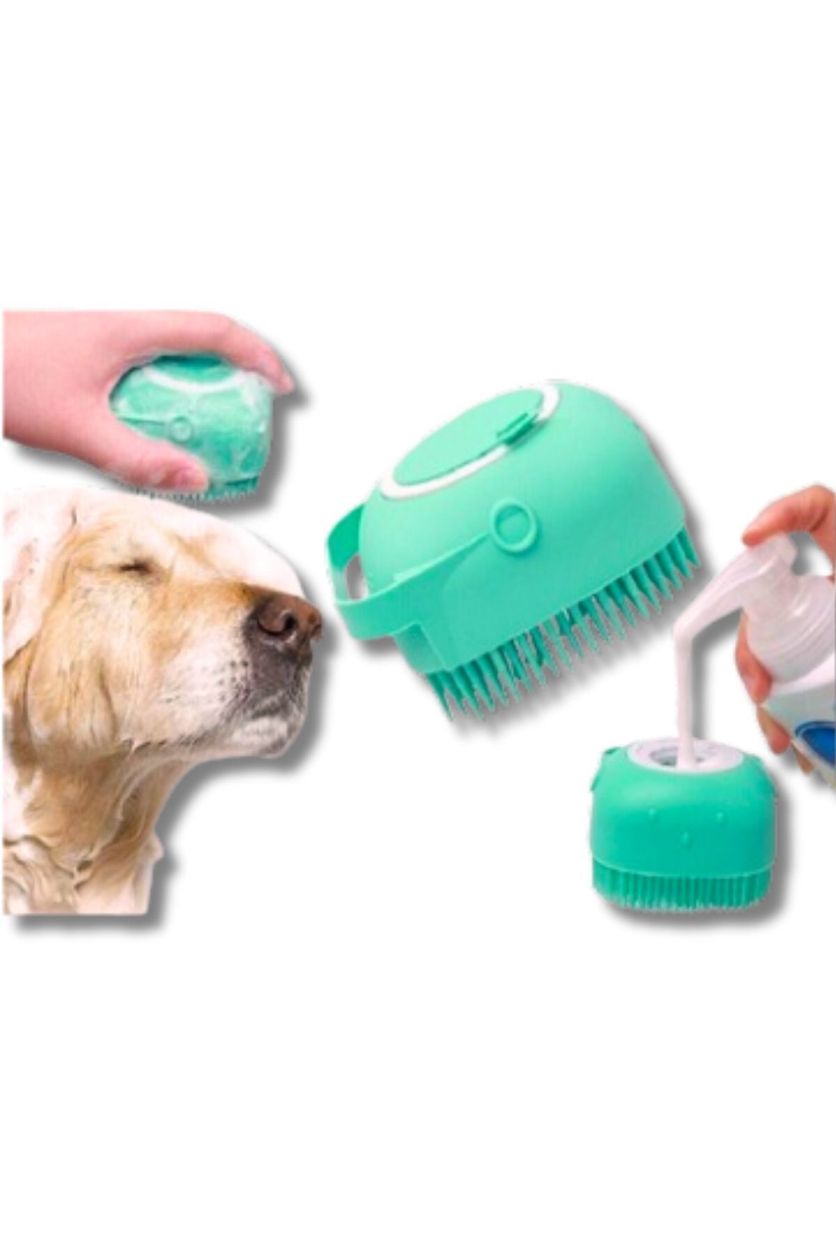 Şampuan Hazneli Kedi Köpek Yıkama Banyo Fırçası - Pratik Ve Kolay Temizlik | Evcil Hayvan Bakımı