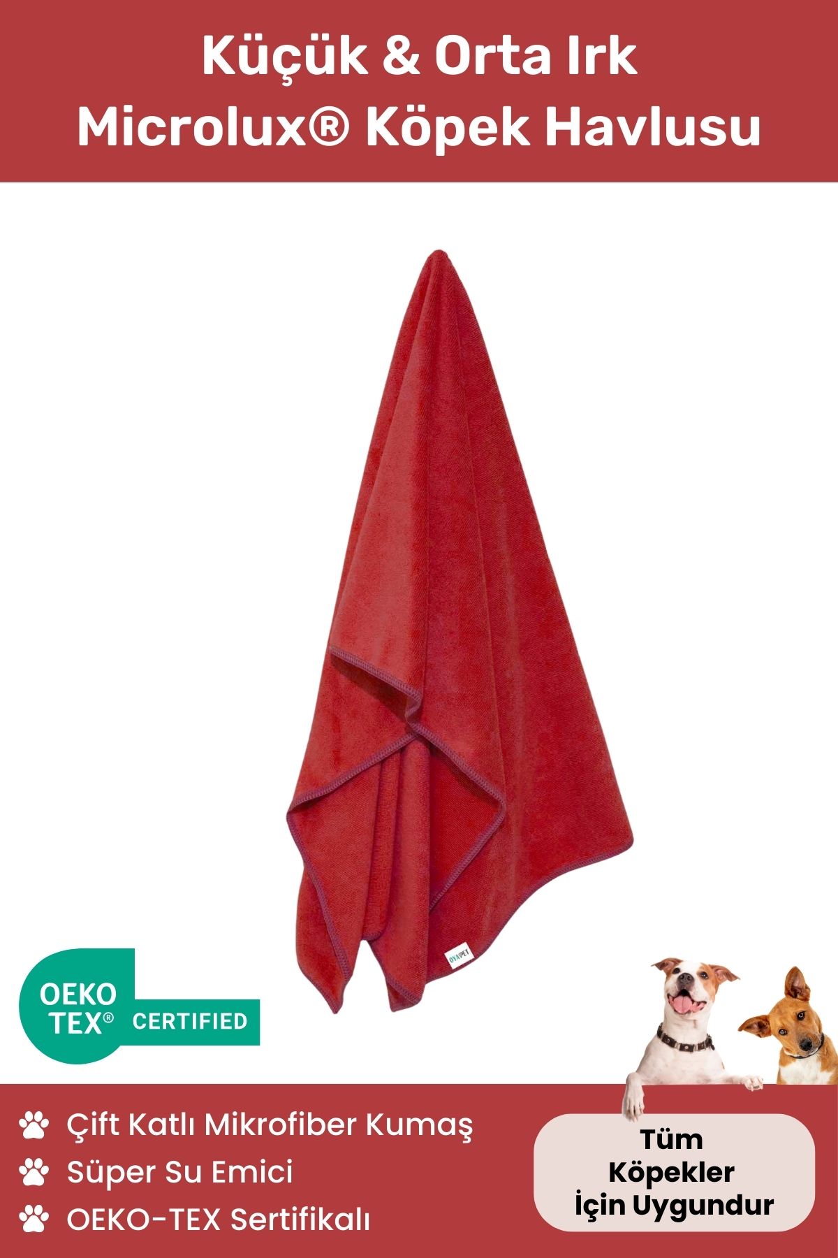 Microlux® Köpek Havlusu 60x90 Cm Kurulama Için Mikrofiber Küçük Ve Orta Irk Süper Su Emici Havlu