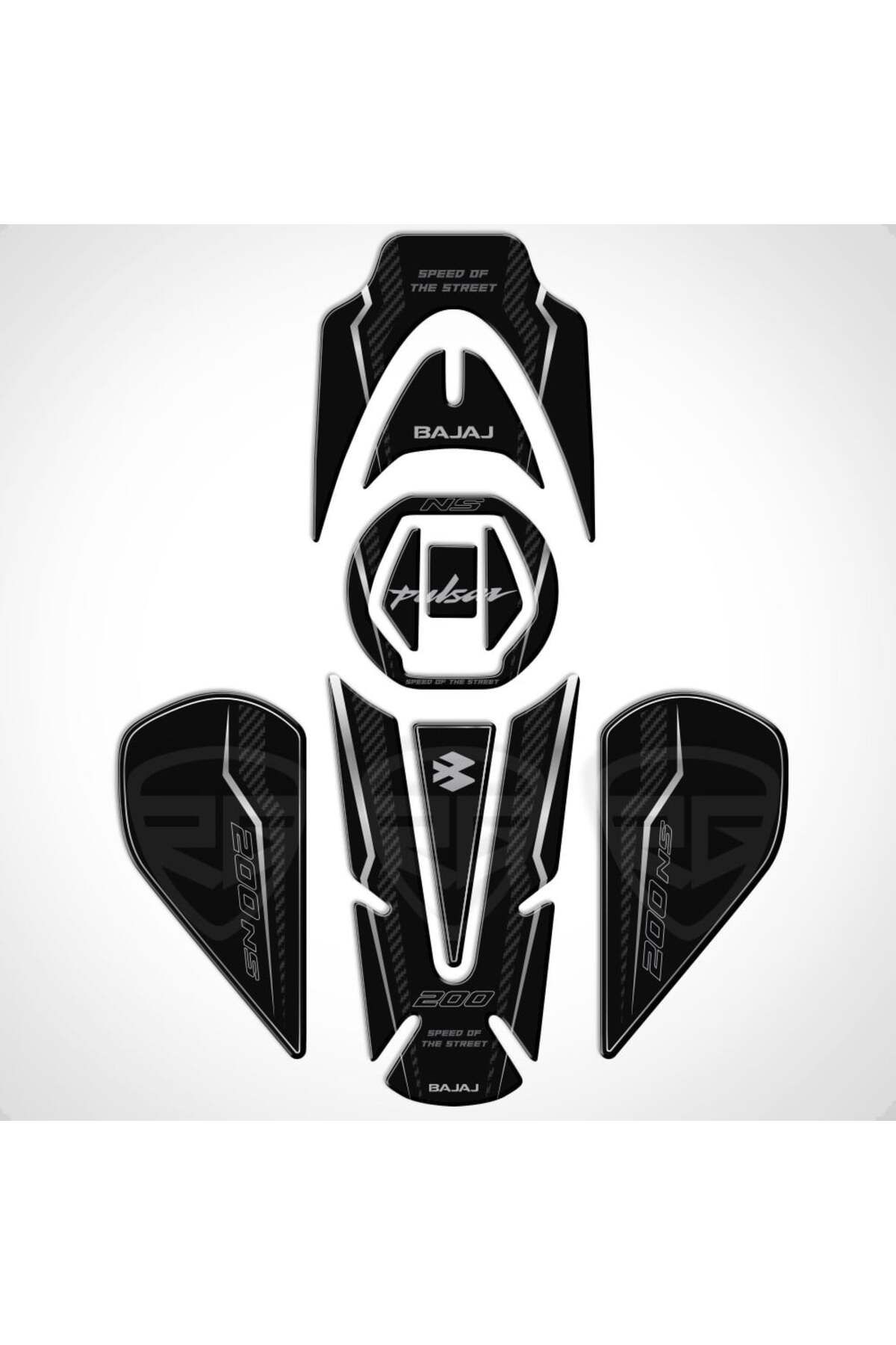 Bajaj Pulsar Ns 200 2011-2020 Uyumlu Tank Pad Set Dark Carbon Serisi Siyah-karbon