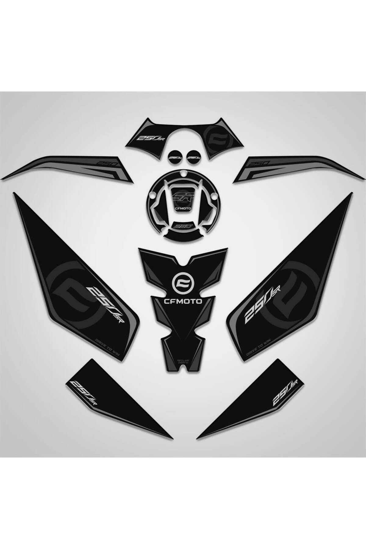 Cf Moto 250sr Full Tank Pad Set Siyah Gri 250 Sr