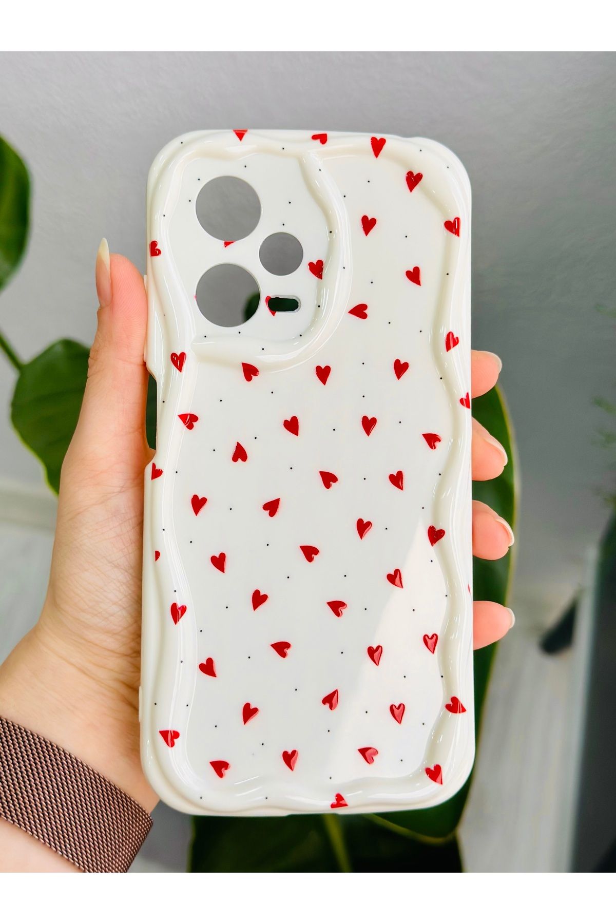 Xiaomi Redmi Note 12 Pro 5g Uyumlu Kırmızı Kalpler BASKI Tasarımlı Silikon Kılıf
