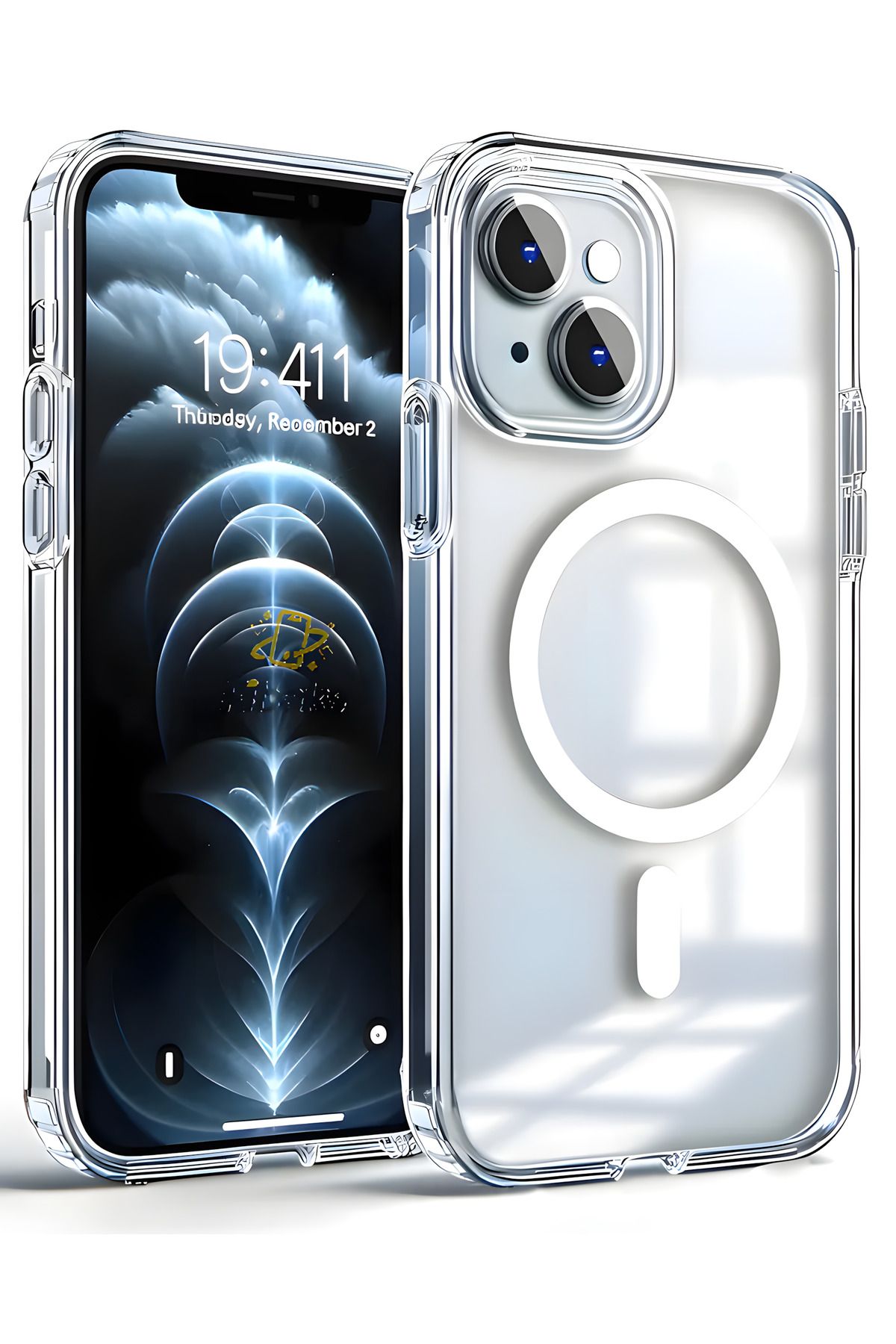 İphone 15 Plus Uyumlu Kılıf Magsafe Wireless Kablosuz Şarj Destekli Sert Şeffaf Darbe Emici Kapak