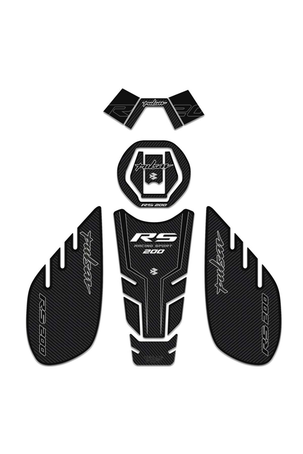 Bajaj Pulsar Rs 200 Siyah Karbon Gidonlu Tank Pad Set