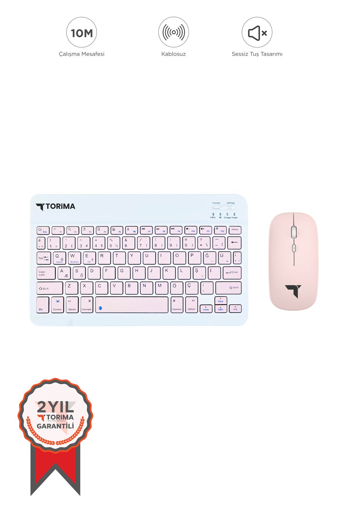Pembe Tmk-04 Bluetooth Kablosuz Klavye Ve Mouse Seti