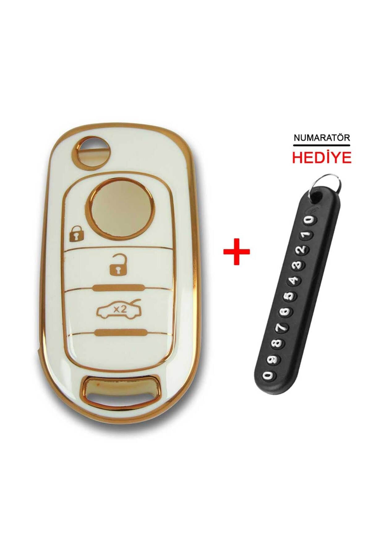 Fiat Egea Sustalı Beyaz Oto Anahtar Kumanda Kabı Kılıfı Oto Anahtarlık