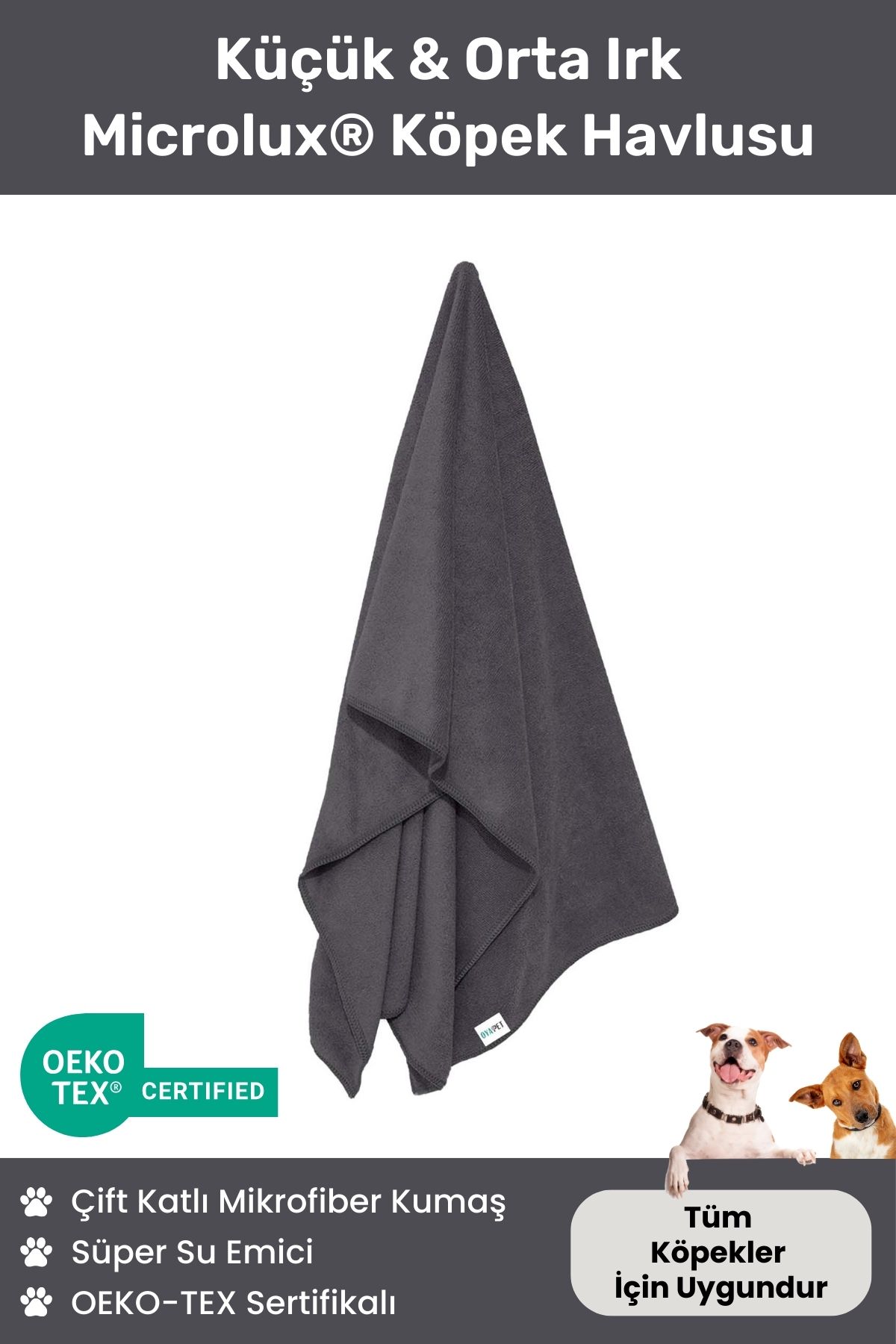 Microlux® Köpek Havlusu 60x90 Cm Kurulama Için Mikrofiber Küçük Ve Orta Irk Süper Su Emici Havlu