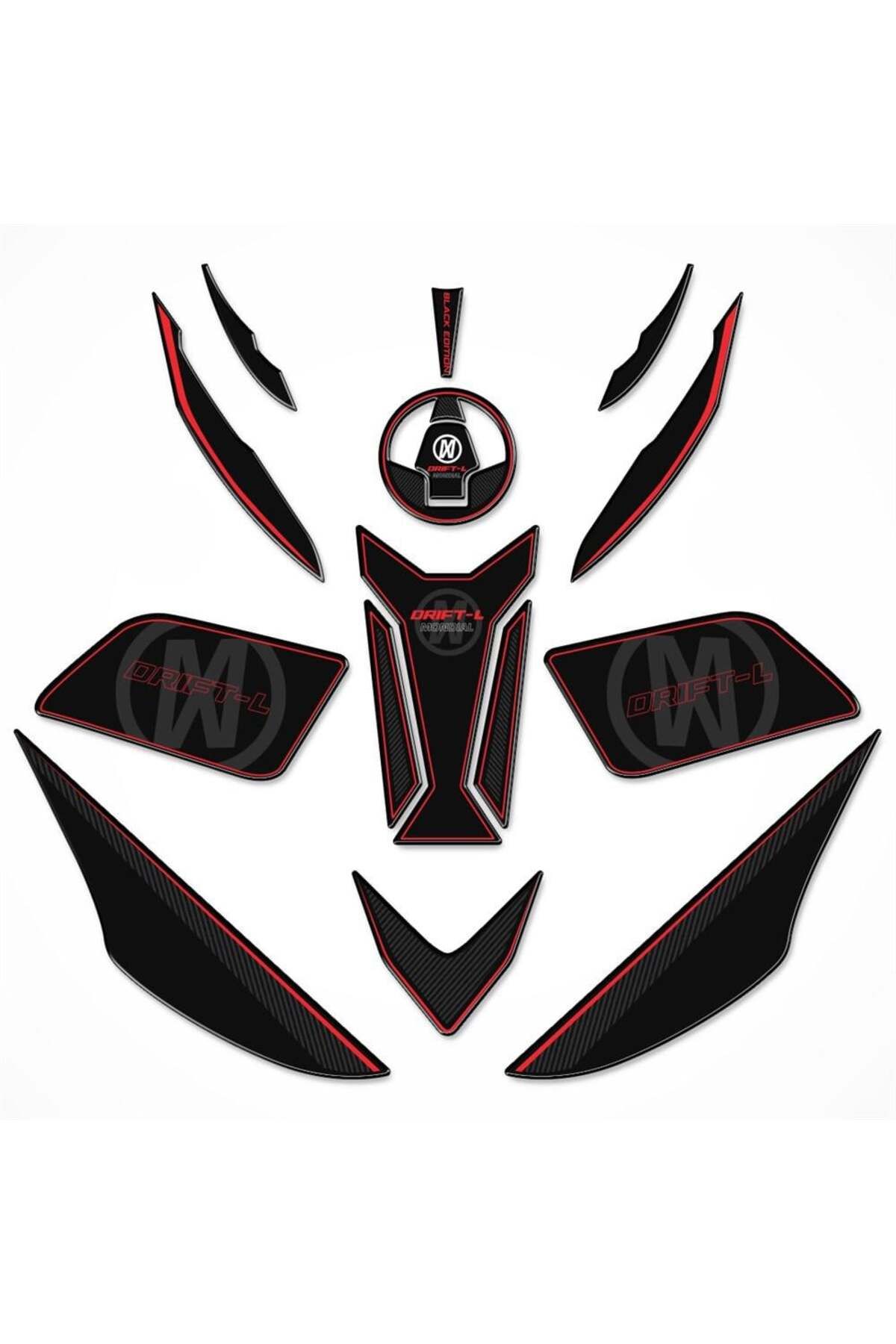 Mondial Drift L Full Tank Pad Set Siyah - Kırmızı