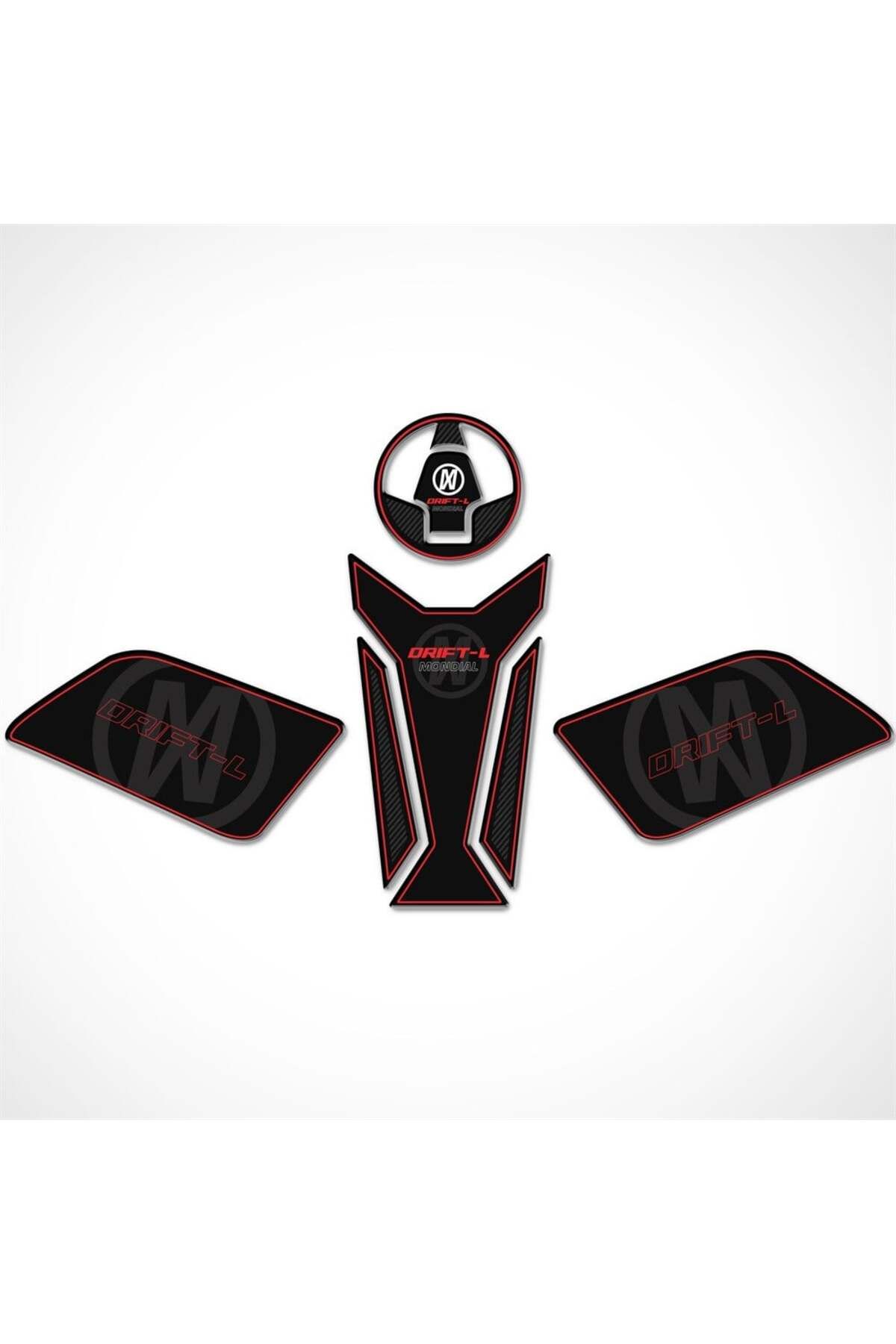 Mondial Drift L Tank Pad Set Siyah-kırmızı Tasarım