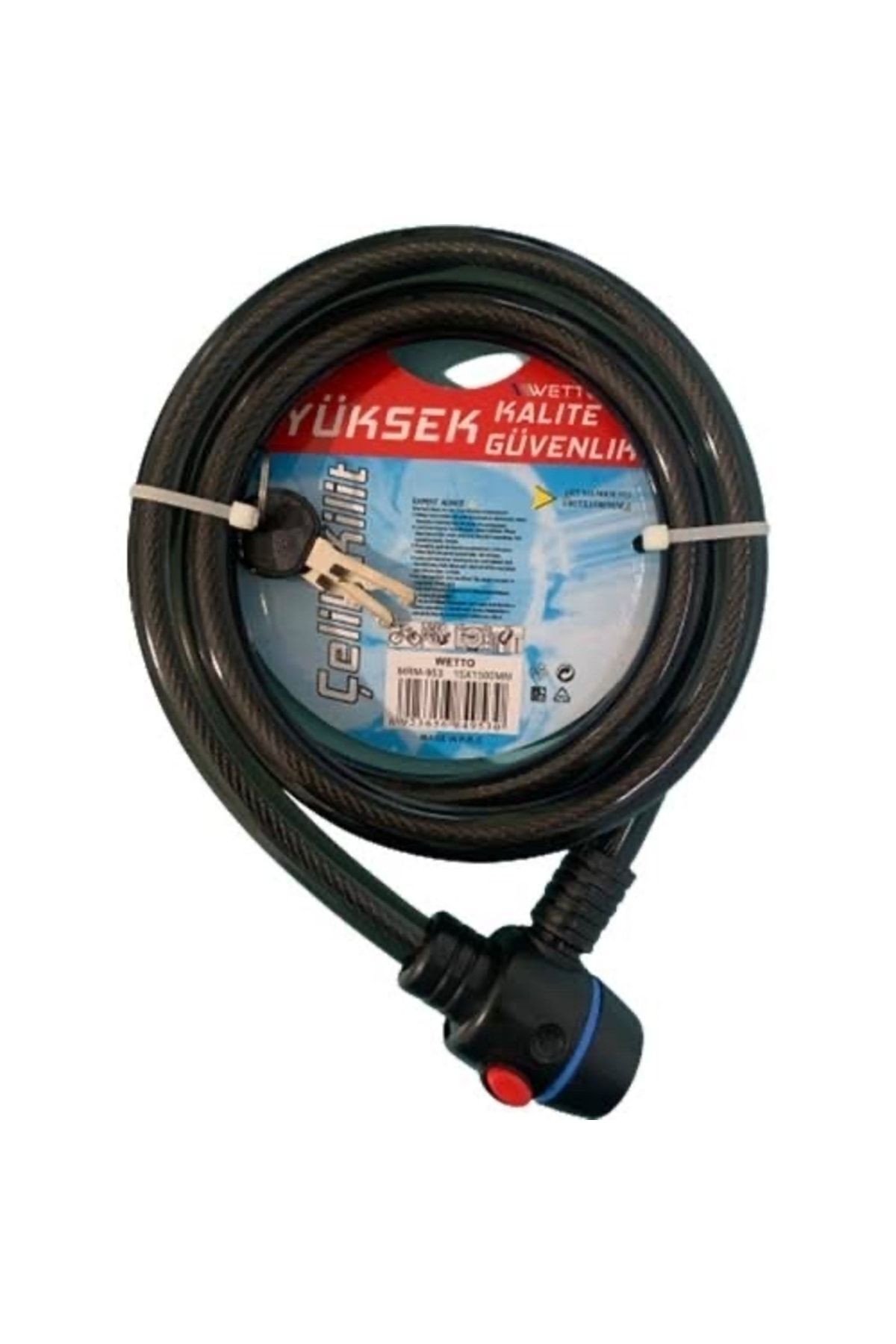 MOTORSİKLET ÇELİK HALAT KİLİT 15mm x 150cm