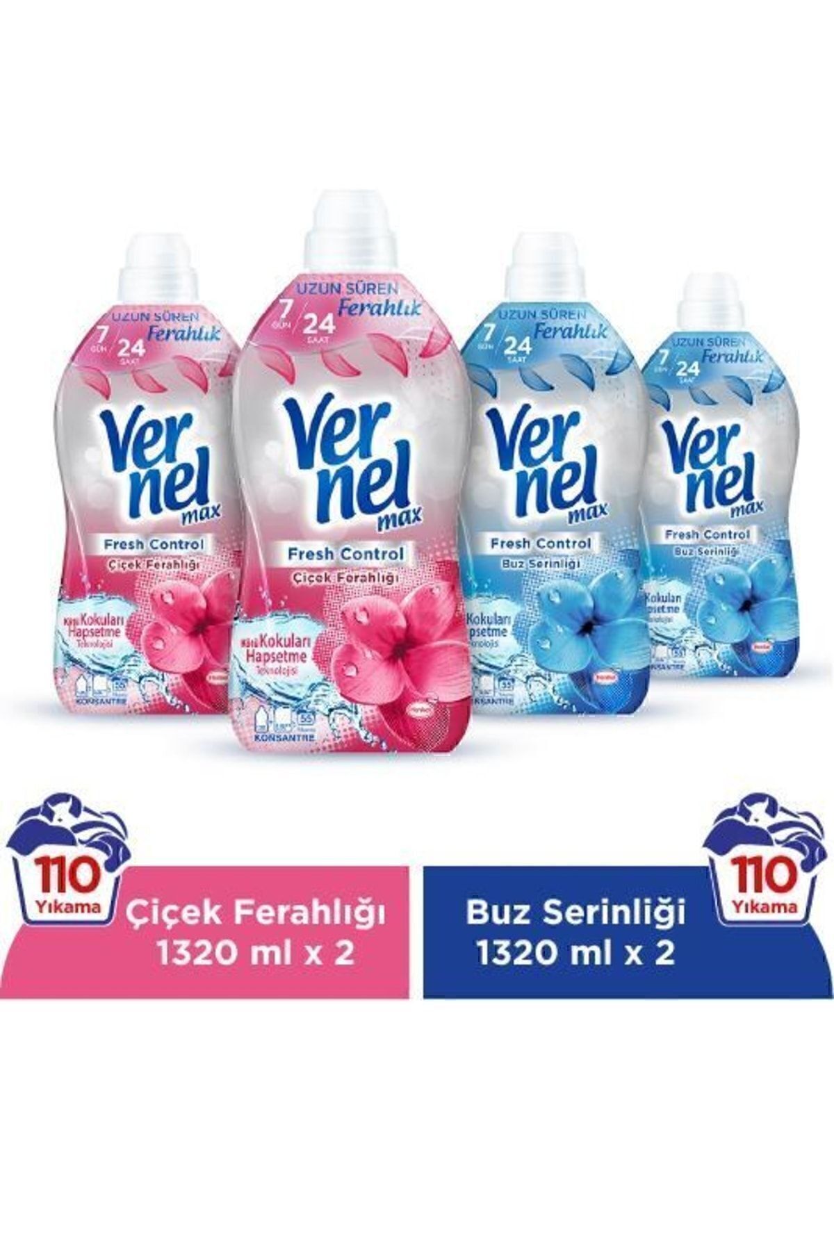 Max Konsantre Çamaşır Yumuşatıcısı 4 X 1320ml (220 YIKAMA) 2 Çiçek Ferahlığı 2 Buz Serinliğ