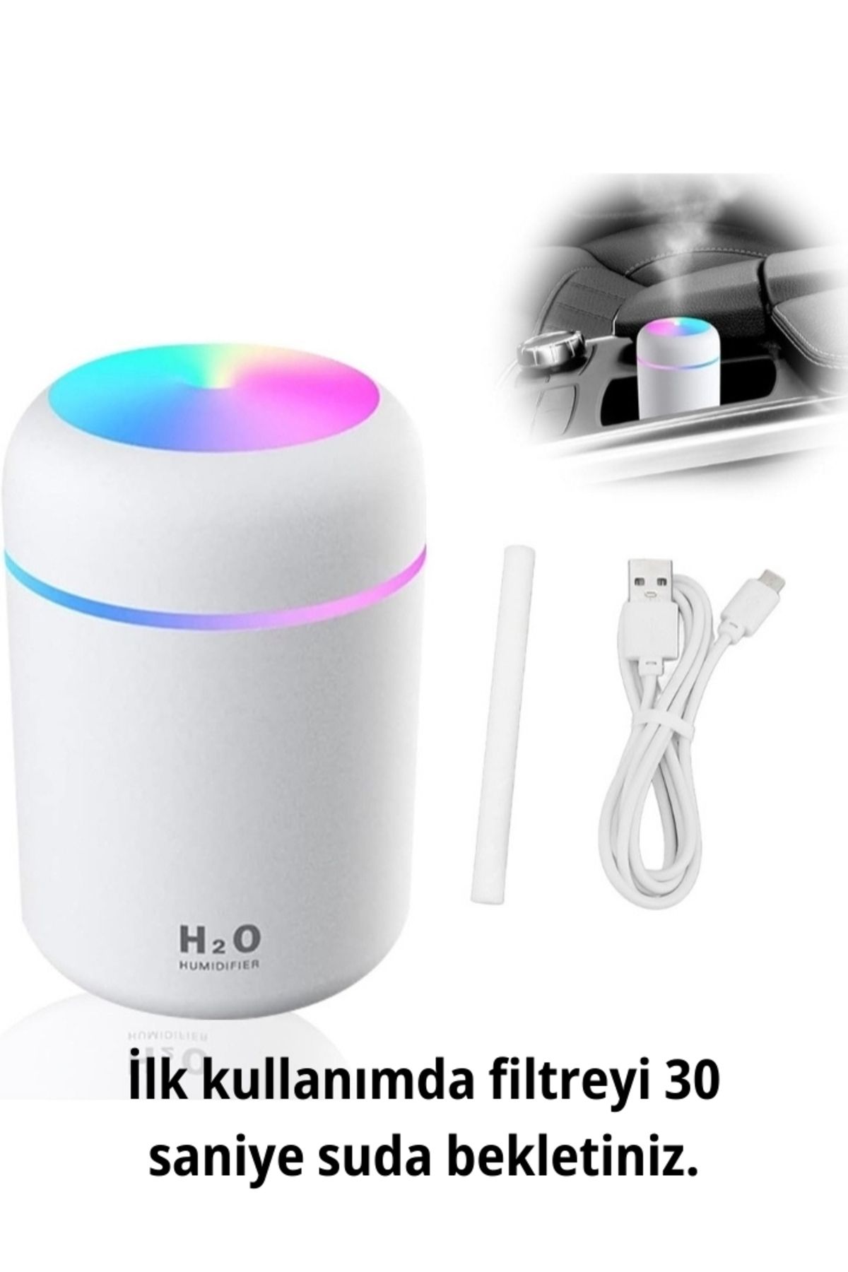 H2o Humidifier 300 ml Ulrasonik Hava Nemlendirici Buhar Makinesi Ve Aroma Difüzörü