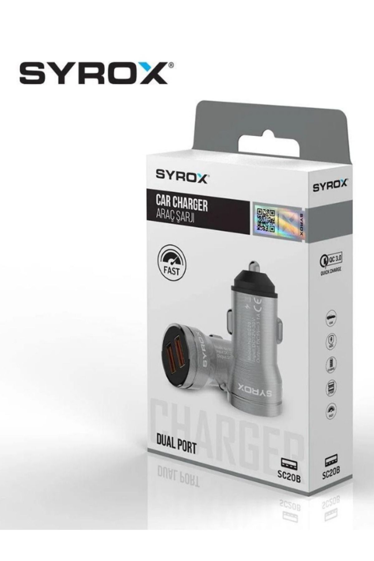 SC20B Araç Çakmaklık Şarj Aleti 3.1Amper Çift USB Giriş