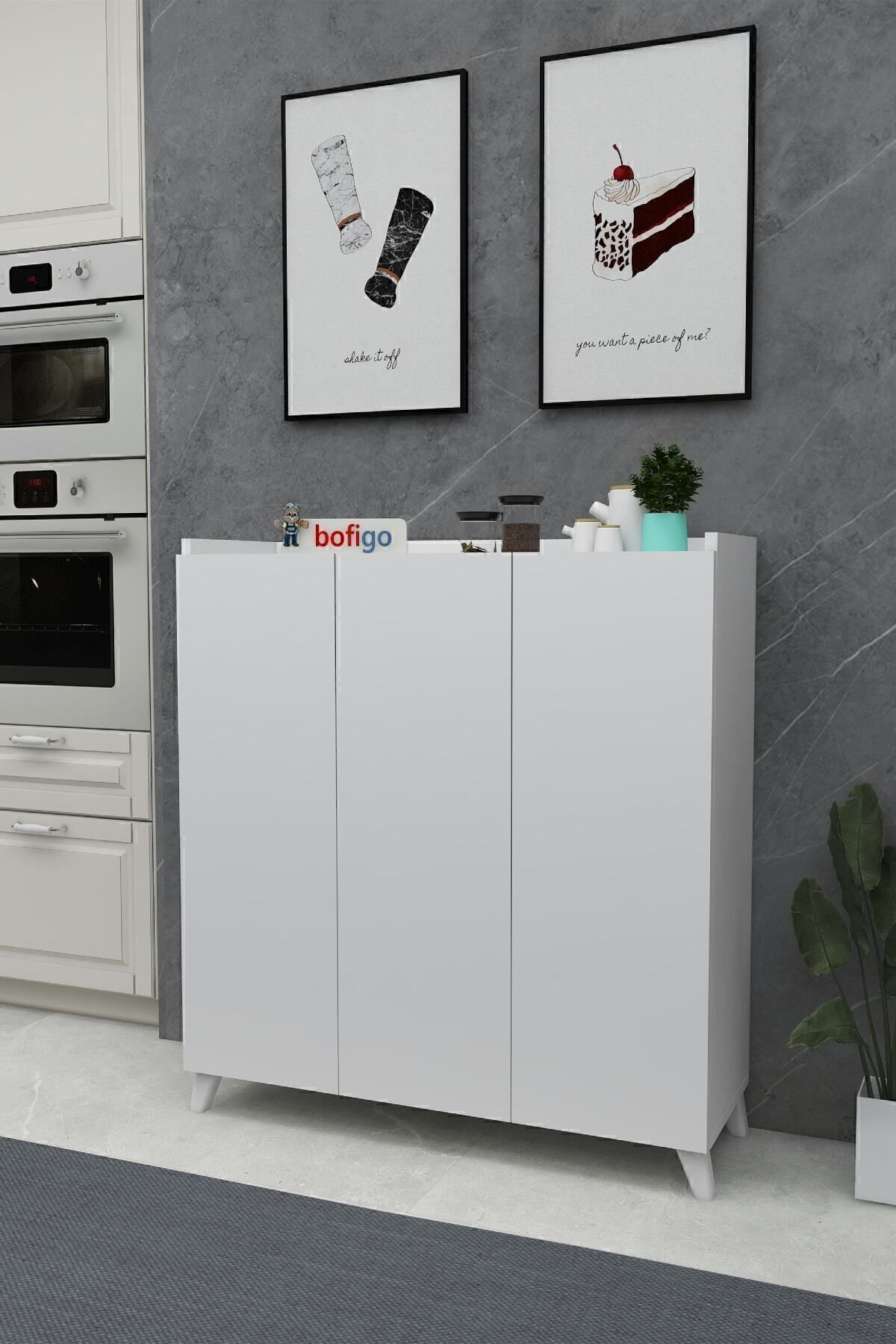 3 Kapaklı Çok Amaçlı Dolap Çok Amaçlı Mutfak Dolabı Banyo Dolabı Ayakkabılık Kumsal Beyaz