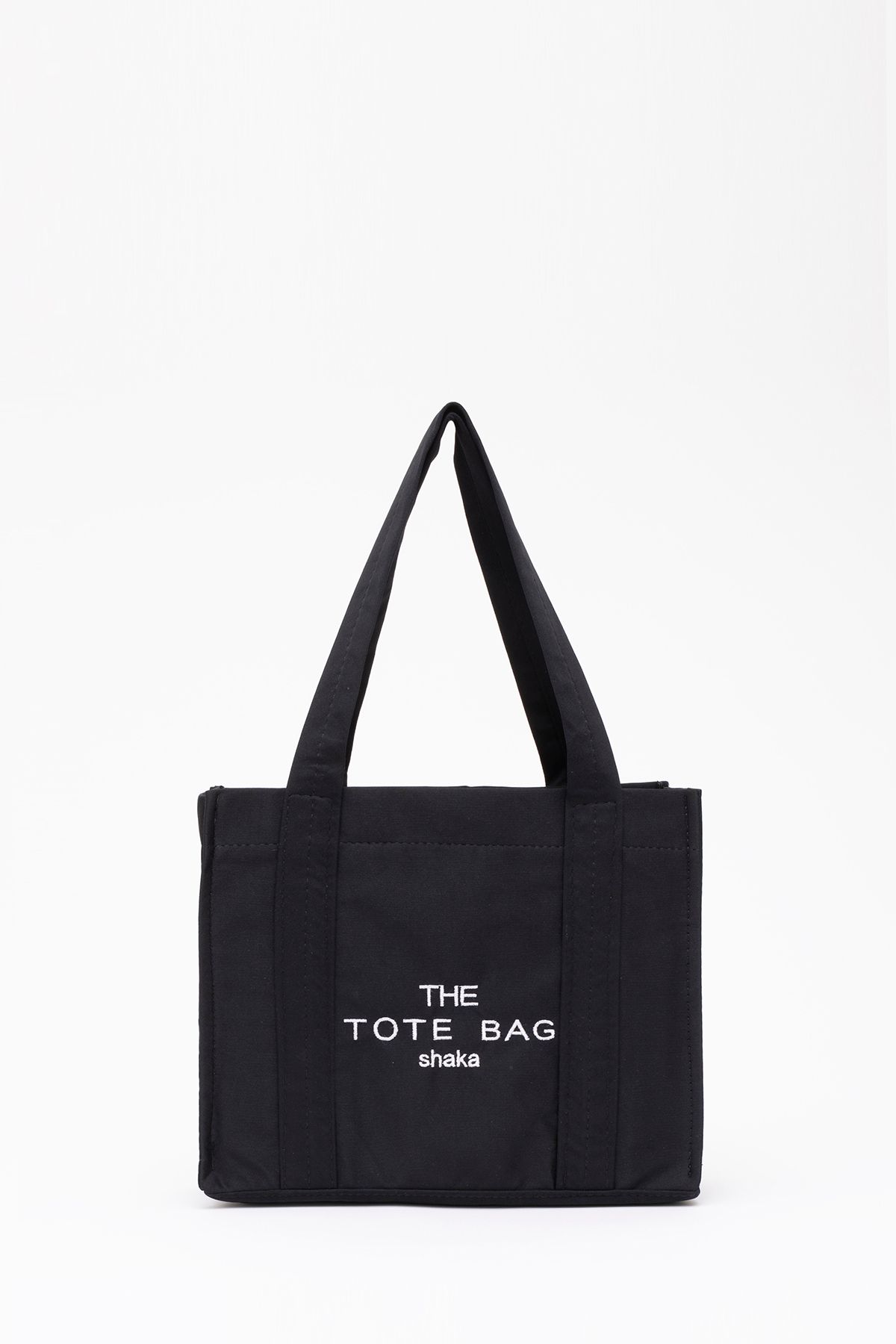 Siyah U45 Çıt Çıt Kapatmalı The Tote Bag Işlemeli Kanvas Kumaş Günlük Kadın Kol Ve Omuz Çantası 25x3