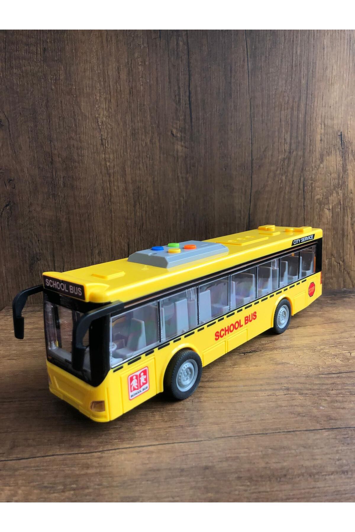 SÜRTMELİ OKUL OTOBÜSÜ OYUNCAK OKUL OTOBÜSÜ SARI SCHOOL BUS KAPILARI AÇILIR IŞIKLI SESLİ OTOBÜS