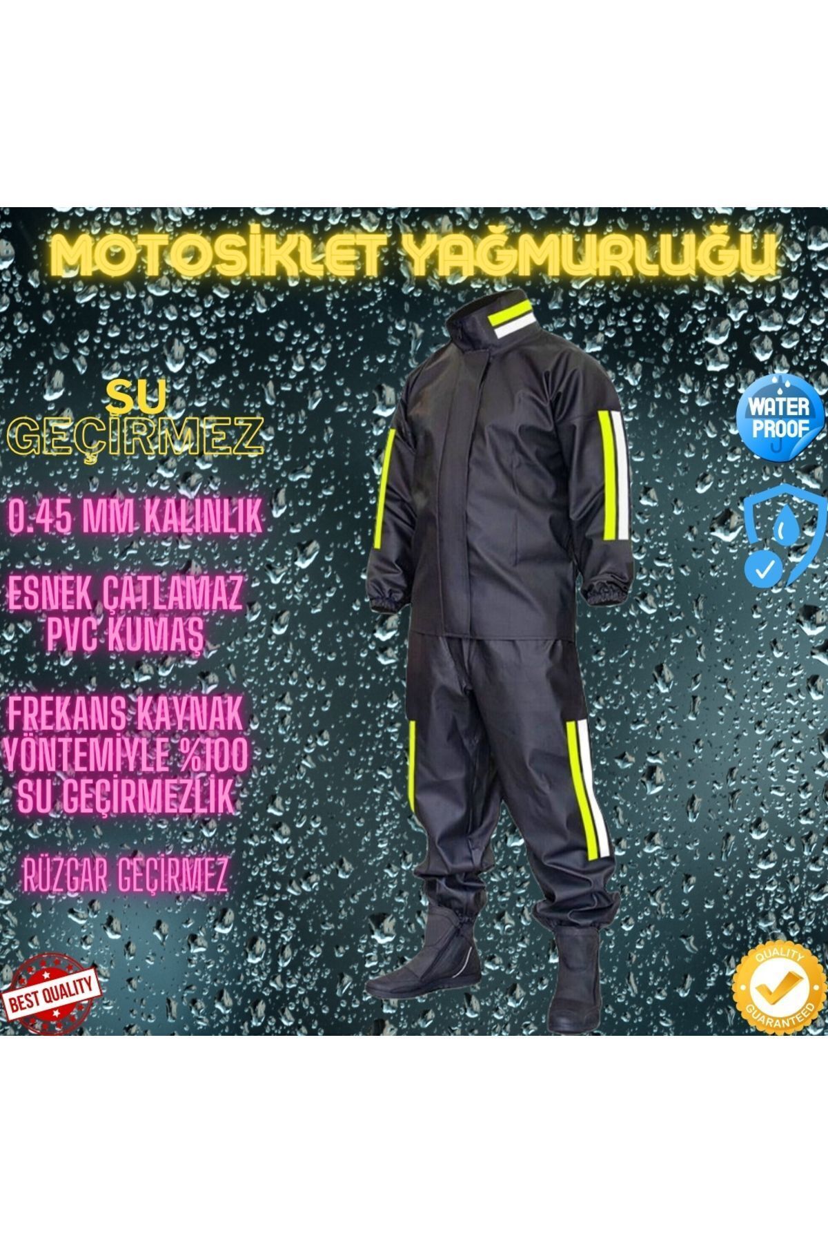 Motosiklet Yağmurluk Pvc Dikişsiz Alt - Üst Takım (SU GEÇİRMEZ GARANTİLİ)